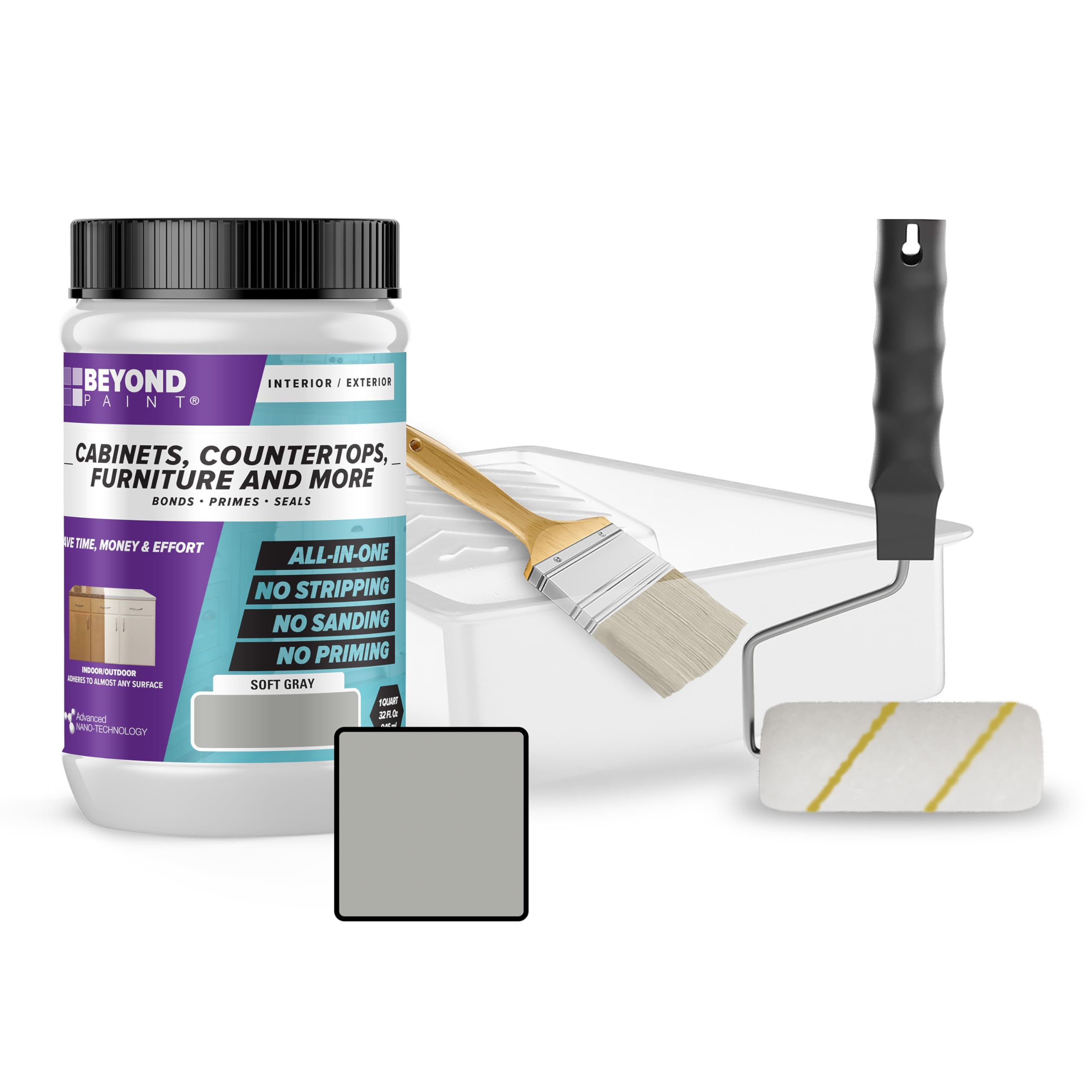 BEYOND PAINT Furniture, Cabinets and More All-in-One Refinishing Kit/Color- Soft Gray