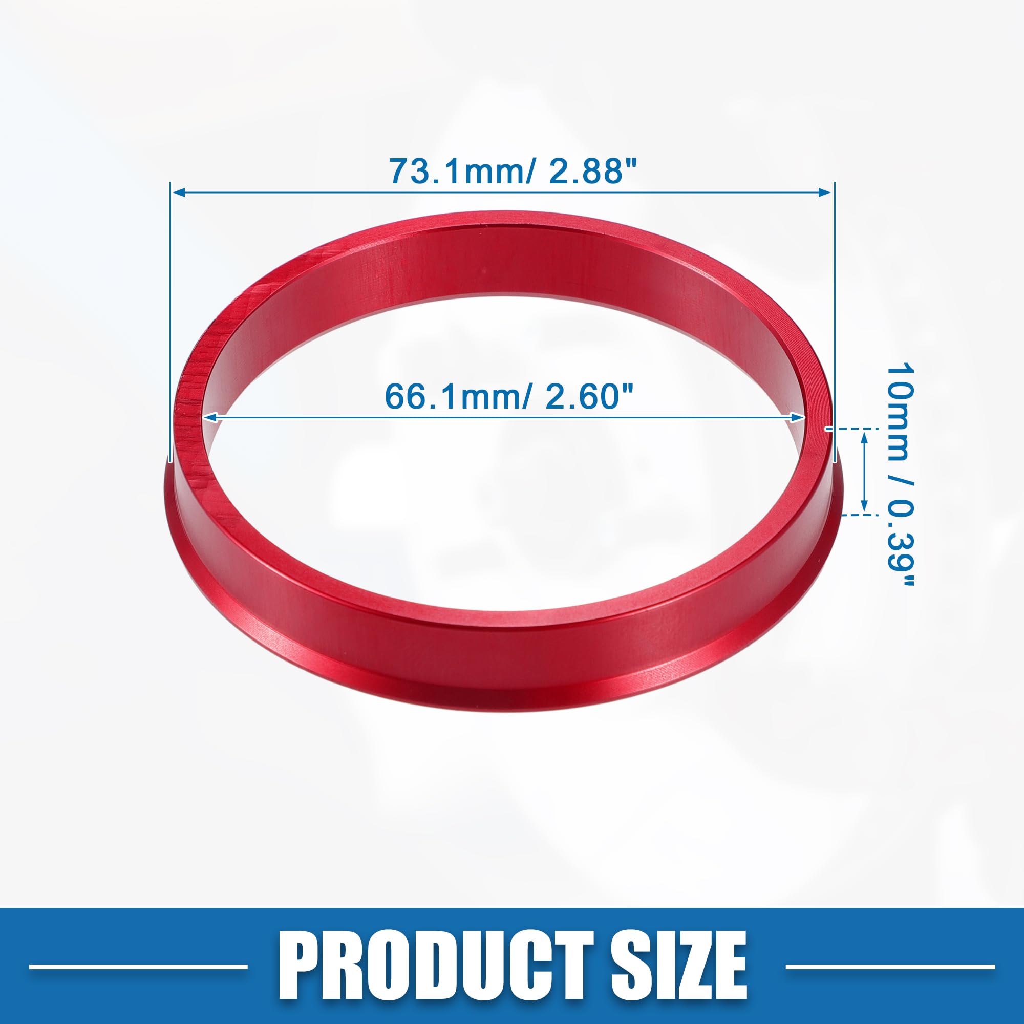 A ABSOPRO anellos centrici per Cerchi Auto OD 73.1mm a ID 66.1mm anellos centrici per Cerchi in Lega di Alluminio Rossi (Set di 4)