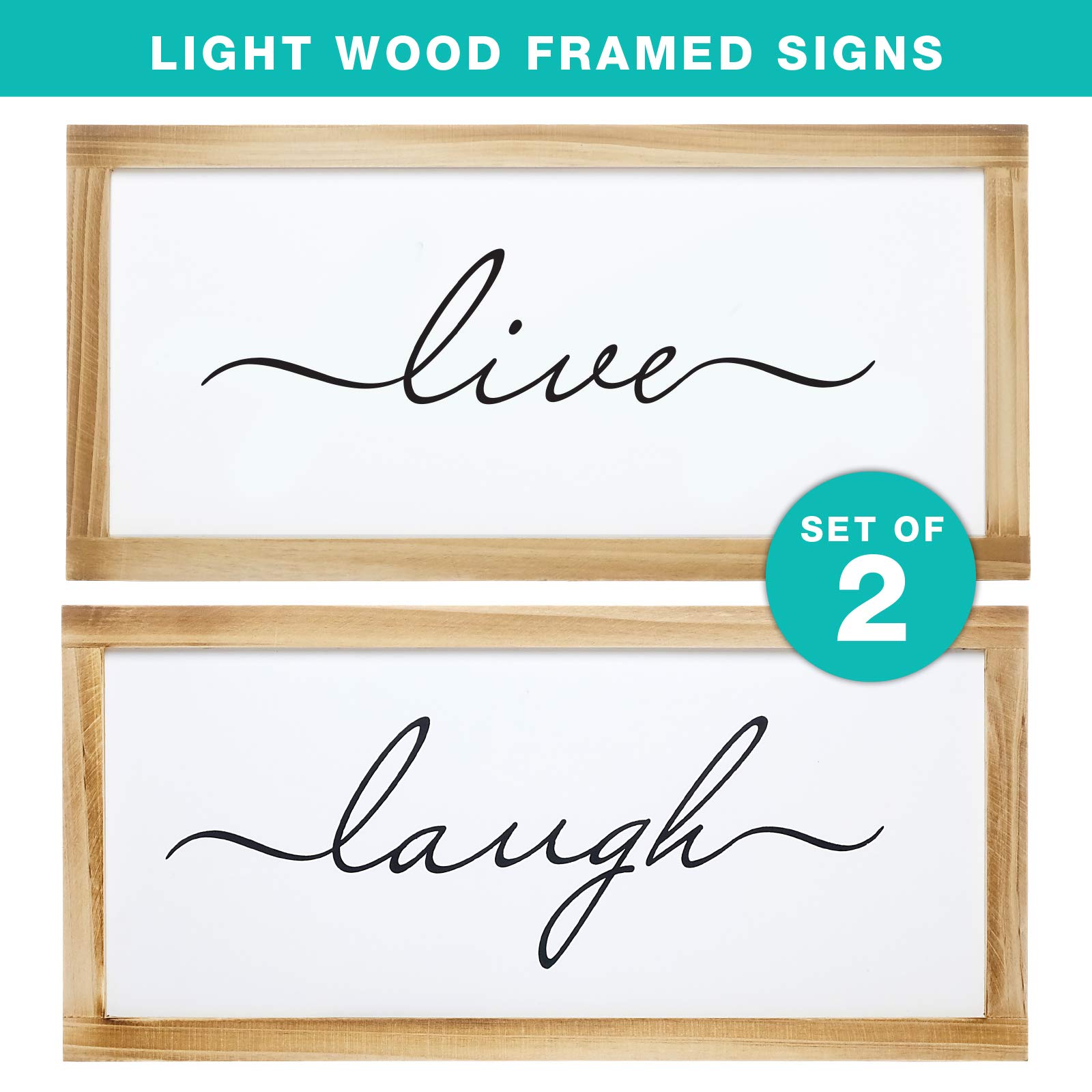 Excello Global Products Letreros con marco de madera de 8 x 17 – Live & Laugh