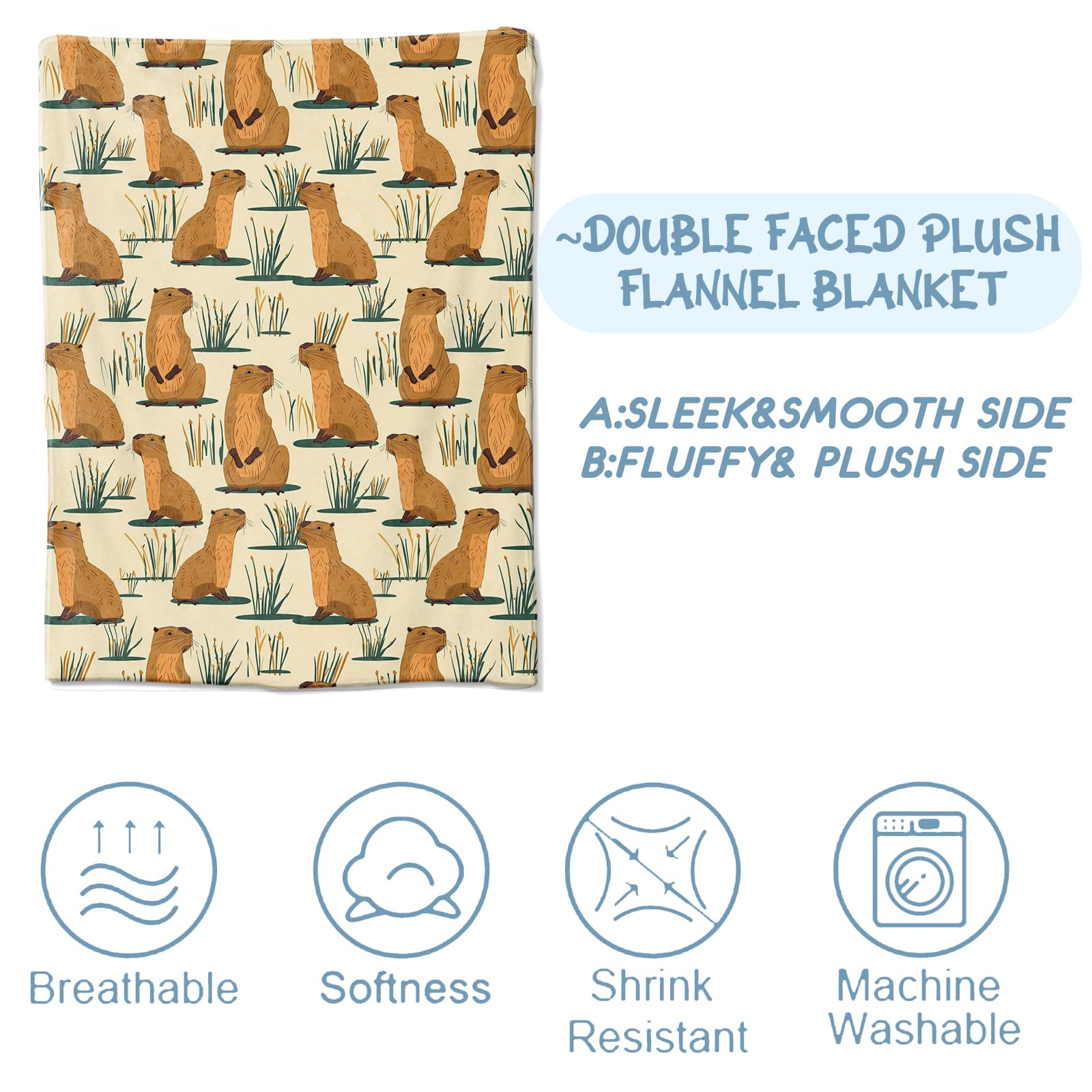 Gaakvrr Capybara Decke, Geschenk für Erwachsene und Kinder Gaakvrr Capybara Decke, Geschenk für Erwachsene und Kinder