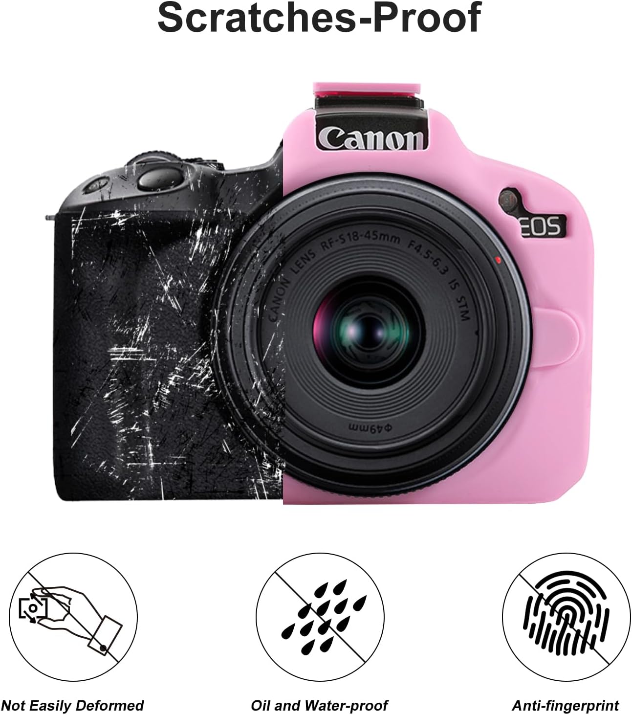 Silicone Case for Canon EOS R50 Camera Case with Wrist Strap (Pink) image 4