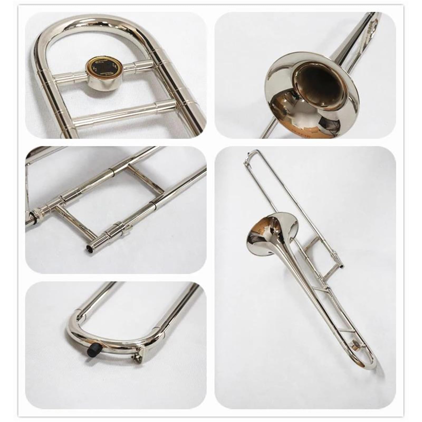 Trombón Tenor Trombón Tenor Profesional Con Vara De Llave En Si Bemol De Latón Amarillo Niquelado