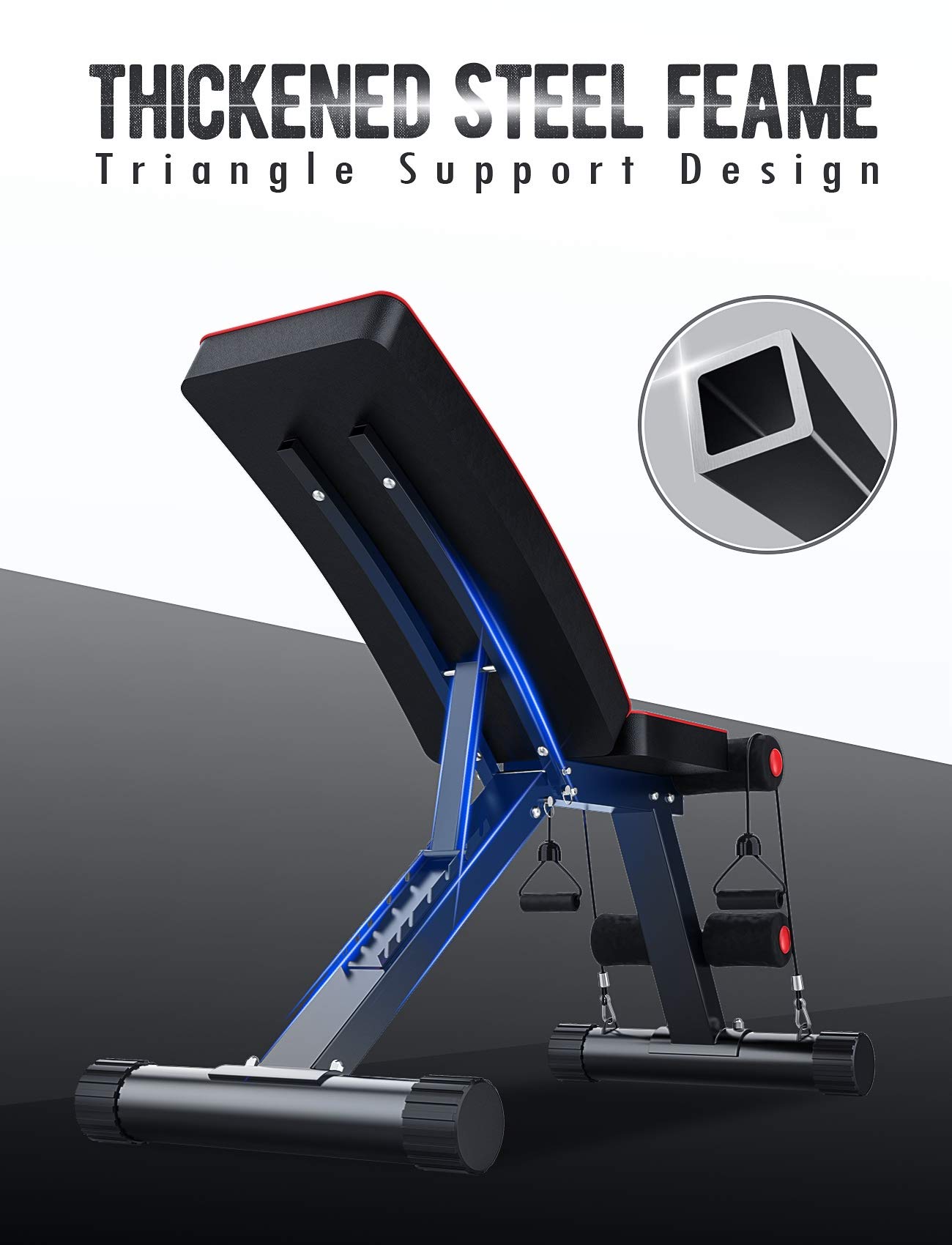 Dripex Weight Bench Foldable Adjustable Incline/Decline/Flat Bench
