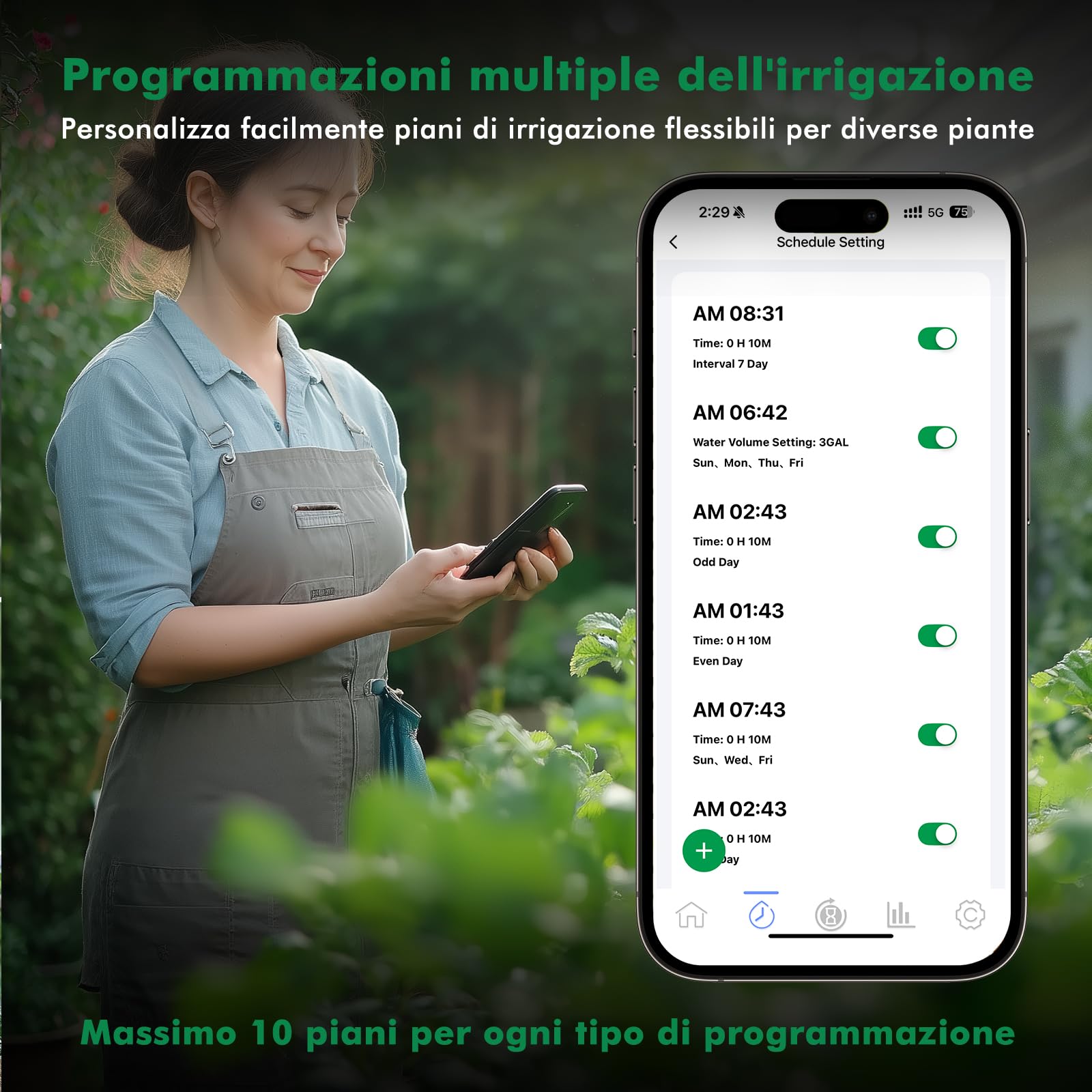 RESTMO Computer di irrigazione a 2 zona Chip Bluetooth + Wi-Fi integrato | Controllo app, Automatico/Manuale/Ritardo Pioggia, Timer per Tubo da Giardino