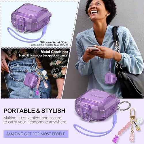 Miniatura 6 de Bloqueo actualizado Funda transparente para Galaxy Buds 2 Pro, funda para Galaxy Buds Pro, funda para Galaxy Buds 2, funda protectora completa de