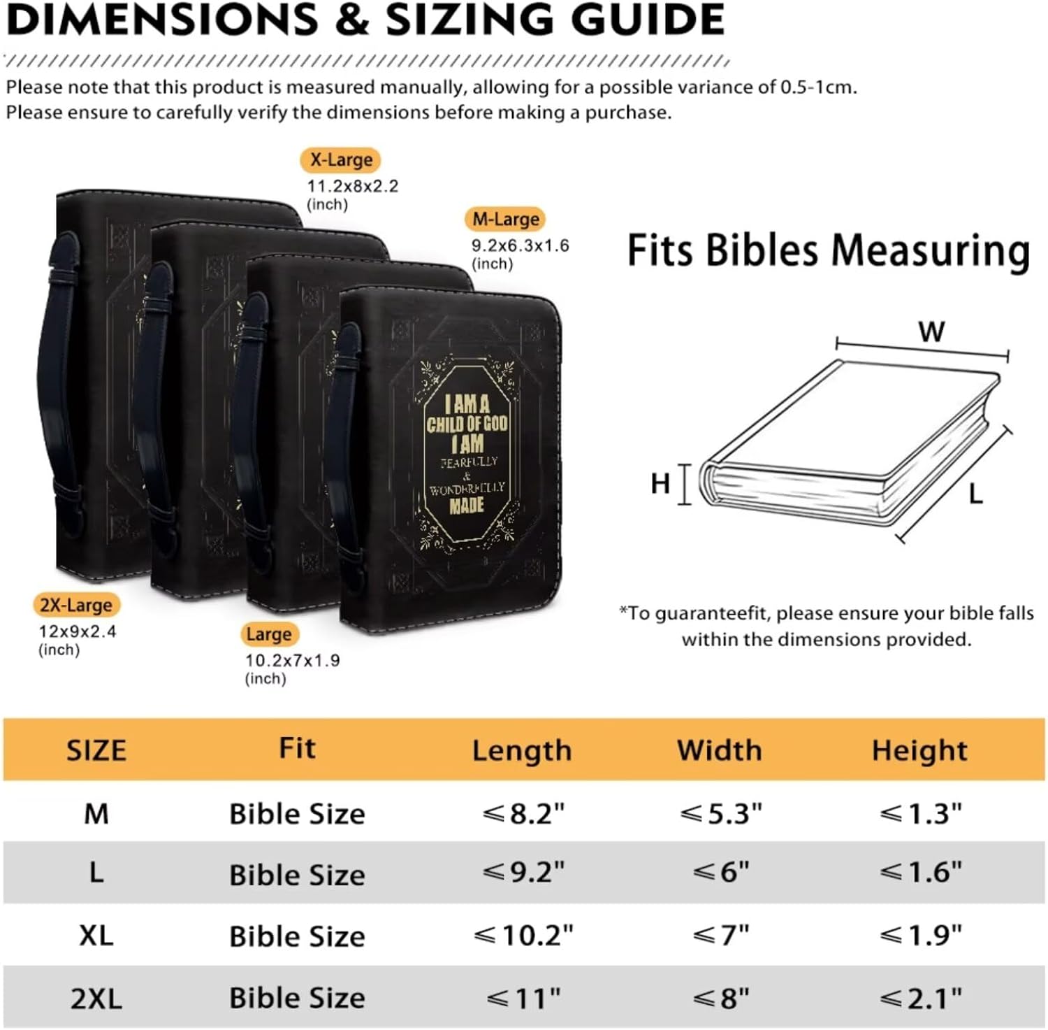 FOR U DESIGNS Bible Cover Youth Boys Large Leather Bible Case with Elastic Pen Holder for Notebook Black Verse Cross Print Religious Christian Gifts Carrying Case