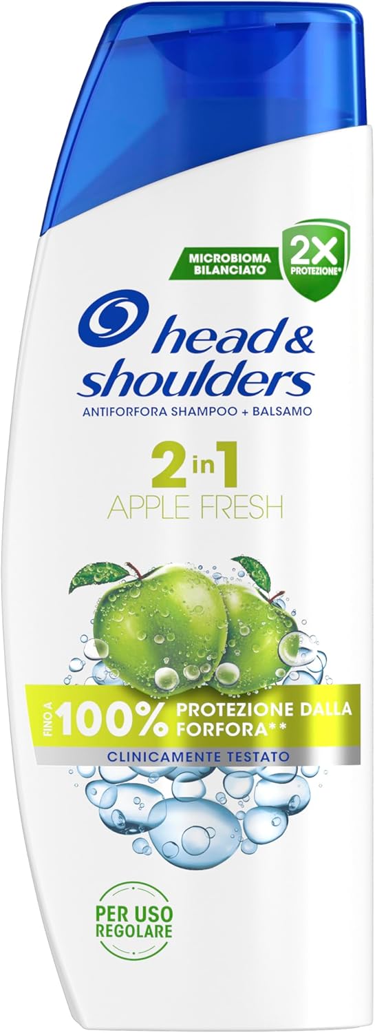 Head & Shoulders Apple Fresh Shampoo e Balsamo Antiforfora 2 in 1 250ml. Fino al 100% di Protezione dalla Forfora, Clinicamente Testato. Uso Quotidiano. Per Tutti i Tipi di Capelli. Profumo di Mela New Model - Immagine 1