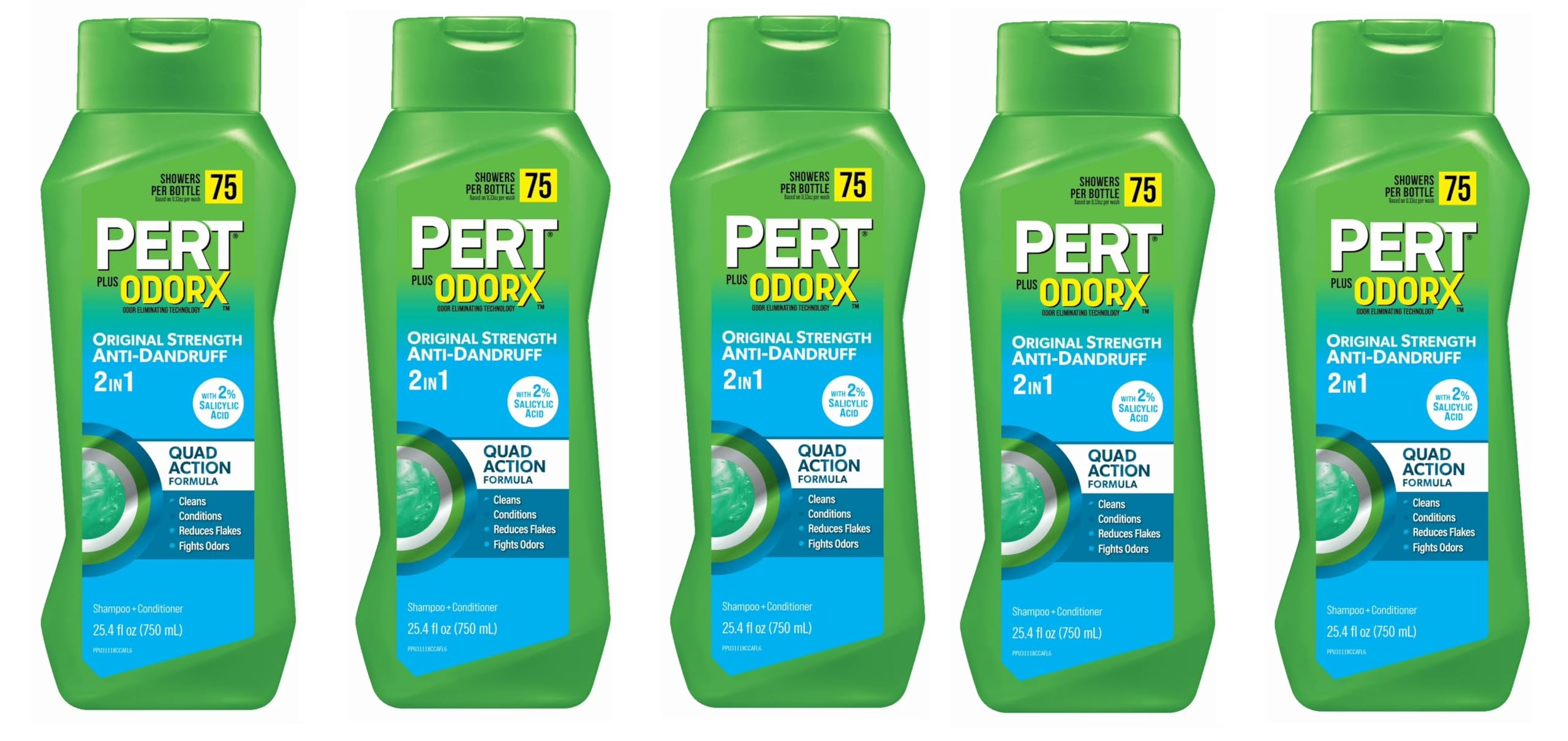 Pert Plus 2 in 1 Shampoo + Conditioner Dandruff Control 25.40 oz (Pack of 5)