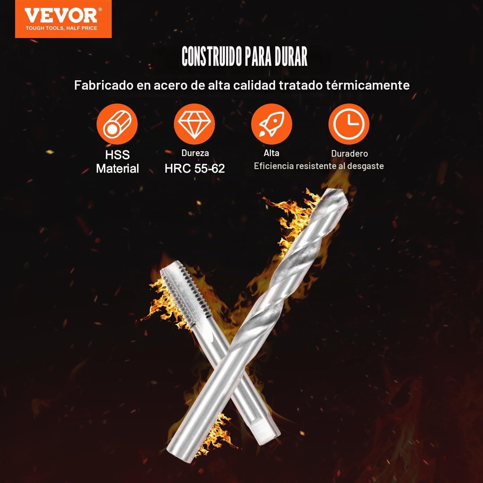 VEVOR Kit de Reparación de Roscas Helicoil 338 Piezas Kit Reparador Roscas SAE y Métrico M5, M6, M8, M10, M12, 1/4", 5/16", 3/8", 7/16", 1/2", Brocas HSS, Insertos de Rosca, Machos de Roscar