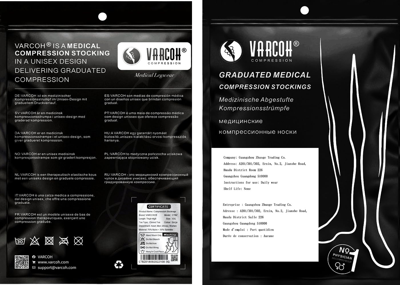 VARCOH medias de compresion medias Para Mujeres Punta Abierta Para Mujeres, Compresion Mujer Circulacion Calcetines de 20-30 mmHg Para para DVT, Maternidad, Medias de Compresion Hombre