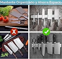 Vista 6 de Soporte magnético para cuchillos de pared, tira magnética para cuchillos, soporte magnético para cuchillos para montar en refrigerador, organizador