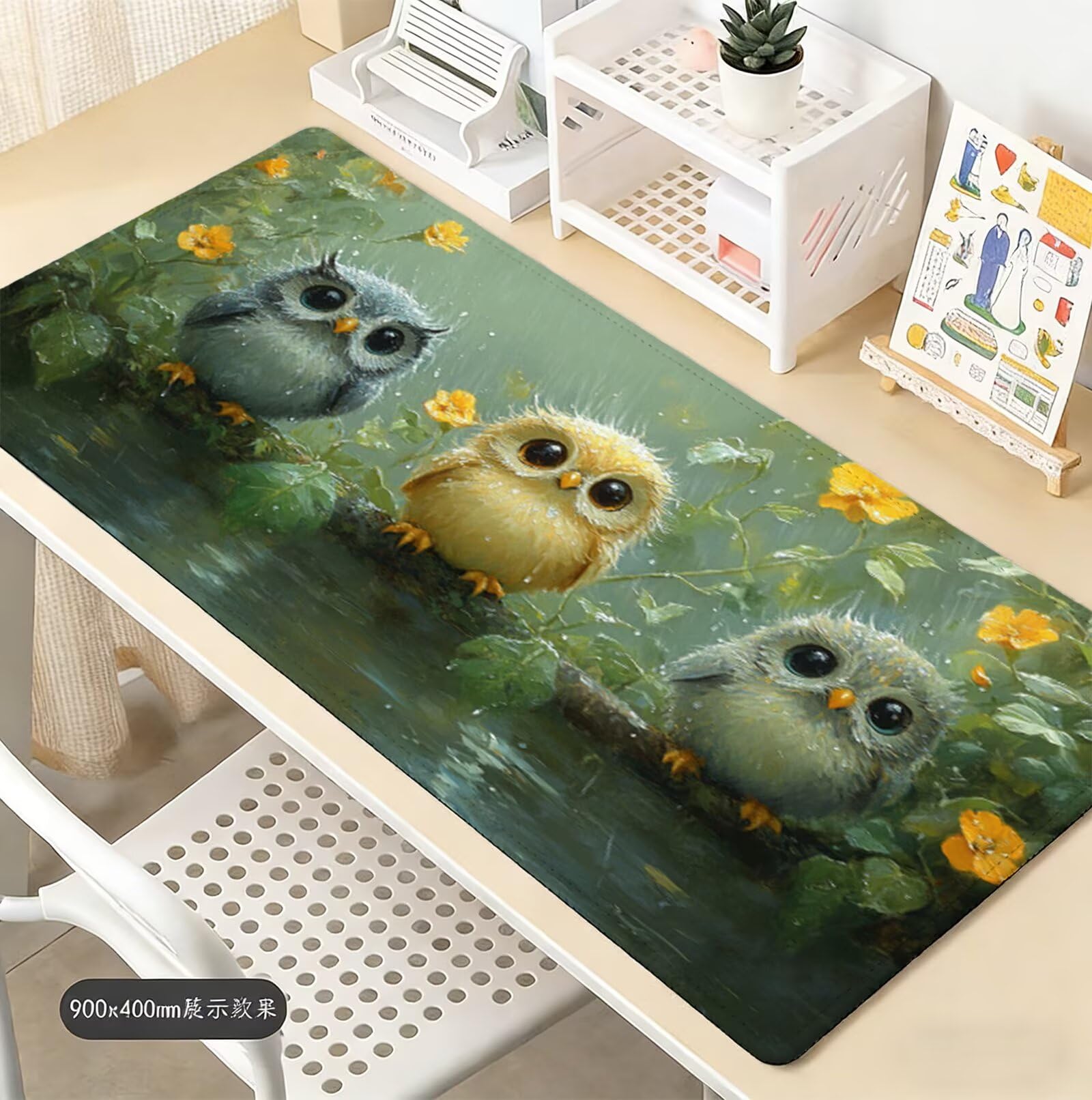 Podkładka pod mysz z ptakiem XXL 1600 x 800 mm duża podkładka pod mysz dla graczy zwierzę pod ręką biurko szyte krawędzie wodoodporna antypoślizgowa, do komputera, laptopa poprawia dokładność i