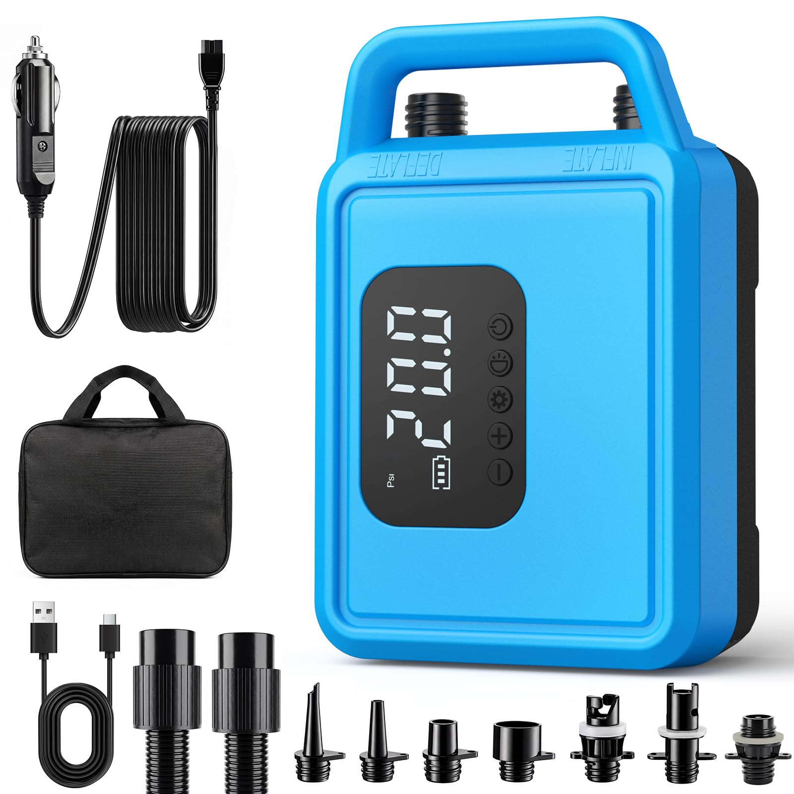 Pompe SUP électrique, rechargeable, sans fil, compacte, pour kayaks, tentes et matelas pneumatiques