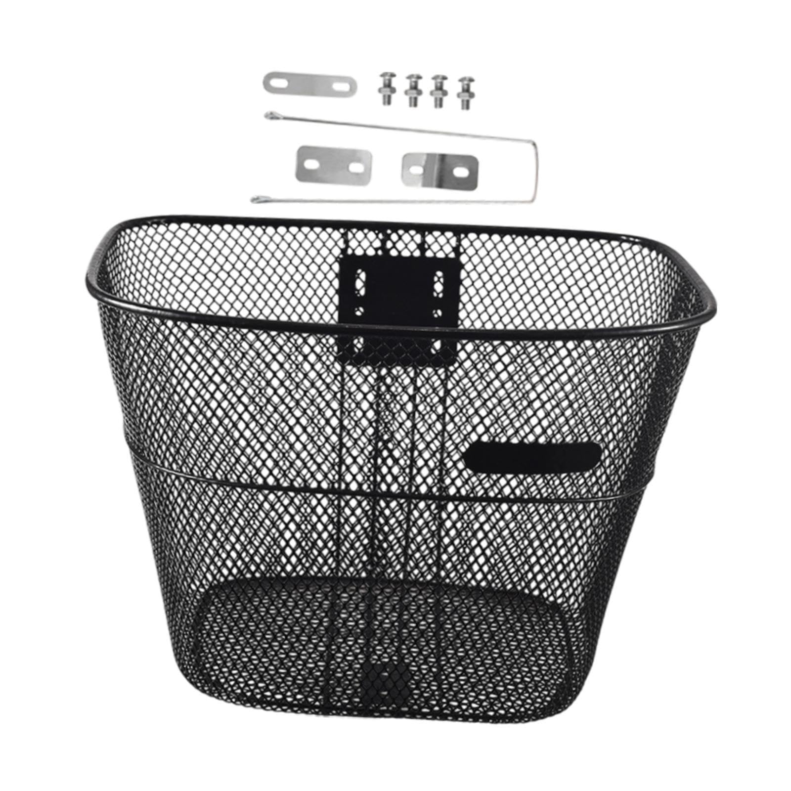Oshhni Front Bicycle Basket, Bicycle Storage Basket, Cycling Accessory, Thickened Metal Wire Bicycle Basket, L with Long Brace