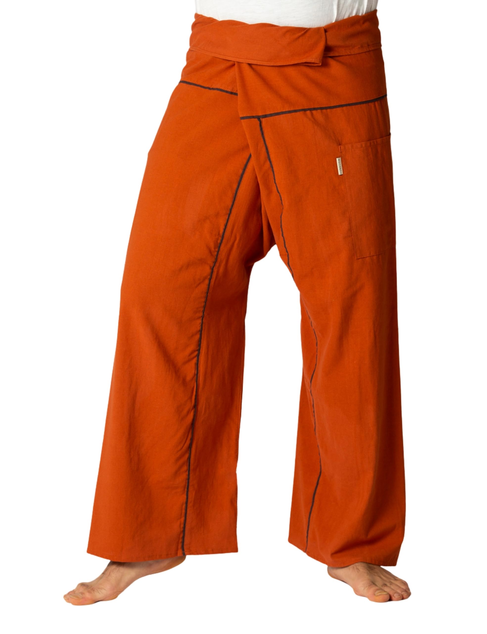 Panasiam Unisex Copper Fisherman Pants Stripe-Design, Brown, Xl