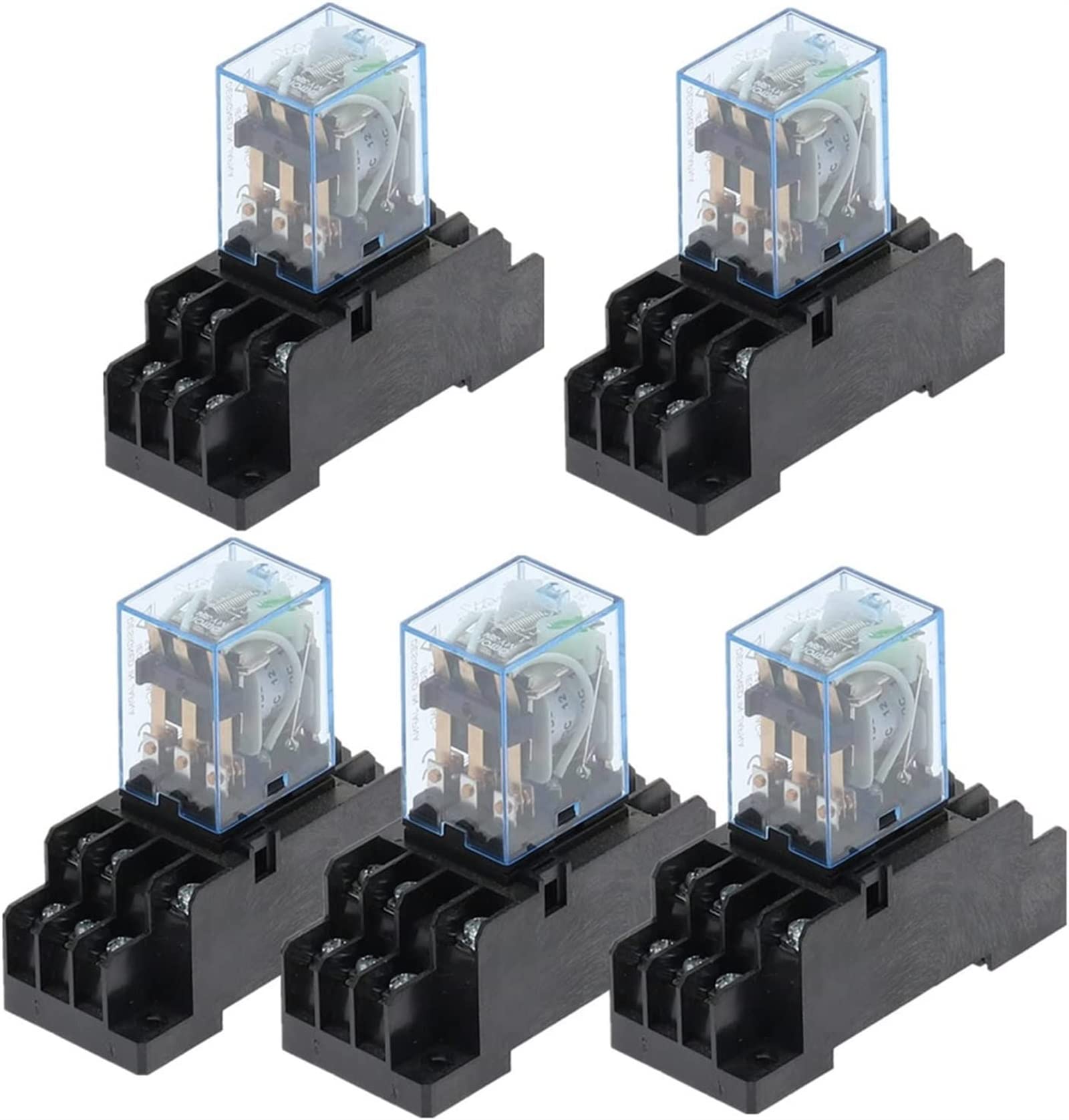 Relé 5 juegos MY3NJ HH53P DC12V 24V 110V 220V AC Bobina de potencia Uso general Mini relés 11 pines 5A con base enchufe PYF11A(AC 12V)