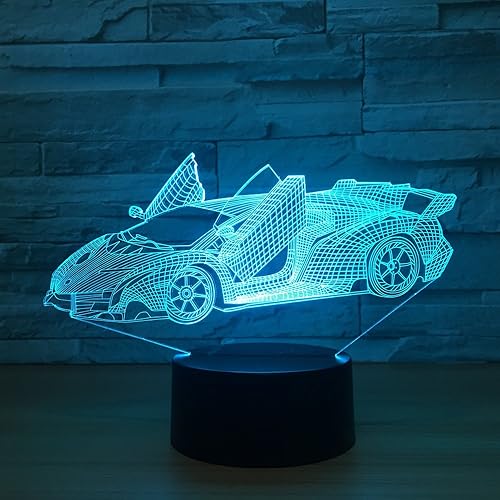 Miniatura 5 de The Cool SportsRunning Car 3D Night Light 7 colores cambiantes lámpara de mesa inteligente táctil ilusión óptica regalo perfecto para niños