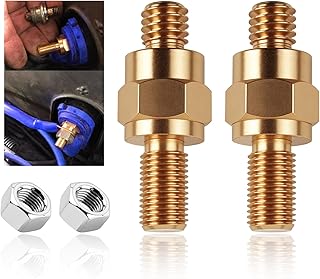 2 Set Side Post Battery Terminal Extension Bolt with Nuts,3/8"-16 Coarse and 3/8"-24 Fine Teeth Side Post Battery Bolts,Batteries Terminal Bolt for Reliable Current Transfer