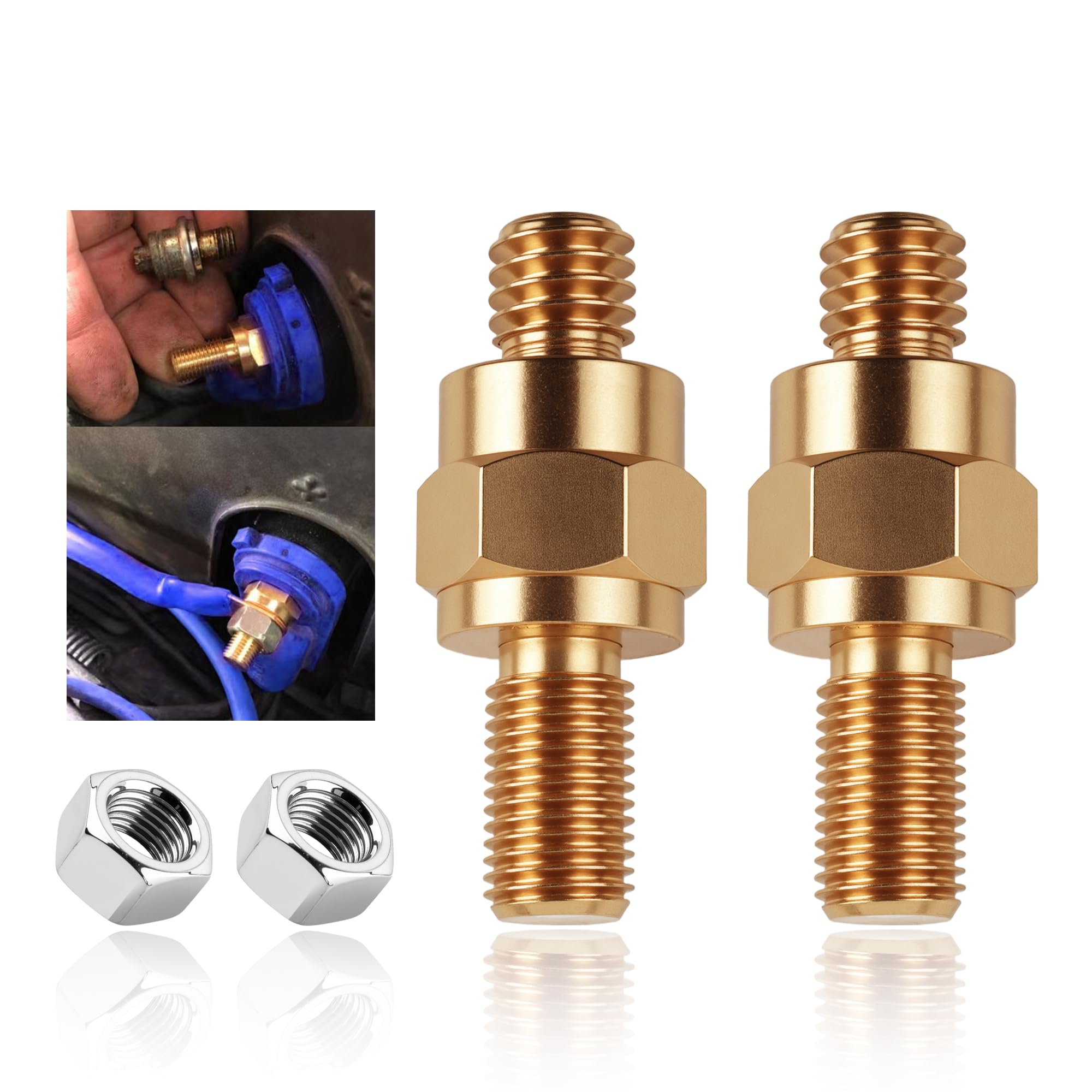2 Set Side Post Battery Terminal Extension Bolt with Nuts,3/8"-16 Coarse and 3/8"-24 Fine Teeth Side Post Battery Bolts,Batteries Terminal Bolt for Reliable Current Transfer-image-10