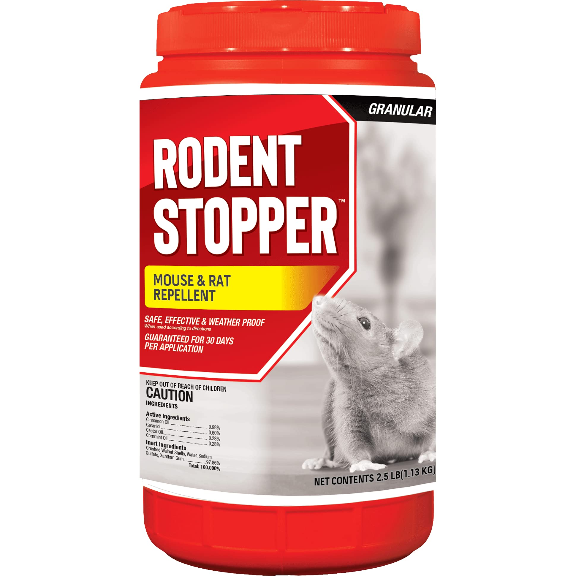 Rodent Stopper, Granular Animal Stopper Repellent, All Natural, Effective All Year Round, Safe for People and Pets, No Harsh Chemicals, Ready to Use, Rodent Repellent - 2.5 lb. Shaker Jug