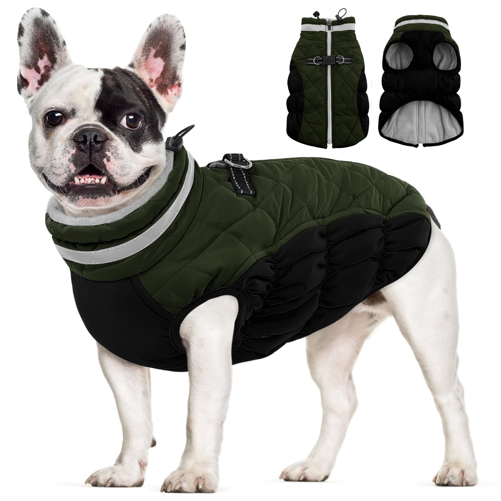 AOFITEE Dog Coat, Warm Dog Jackets for Small Dogs Dogs Winter Coat with Harness Built in, Reflective Pet Winter Jacket