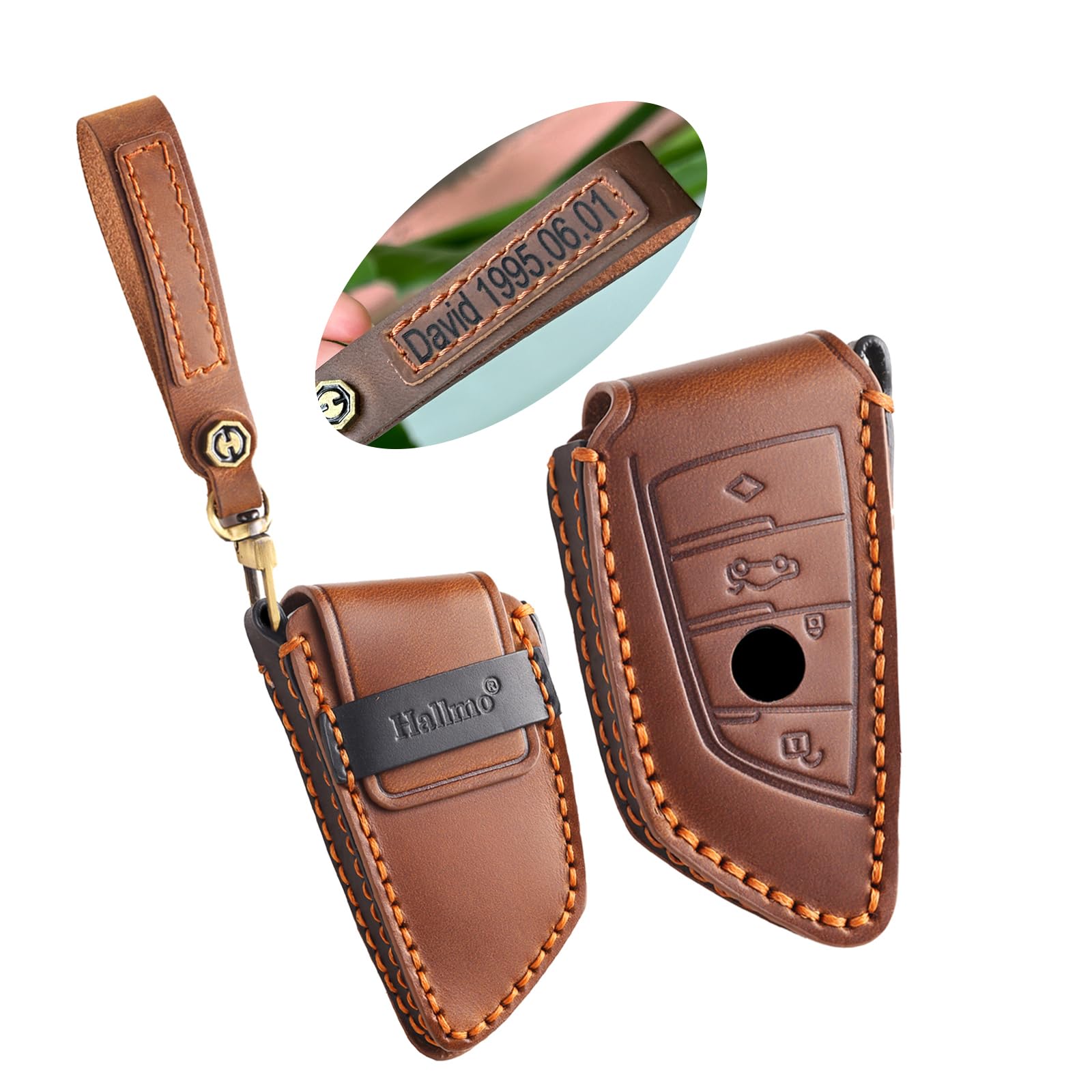 ontto Custom Key Fob Personalised Car Key Case Key Cover Embroidery Name Number Key Ring Fits BMW X1 X3 X5 X6 X7 1 Series 3 Series 5 Series 6 Series G20 G30 G11 F15 F16 G01