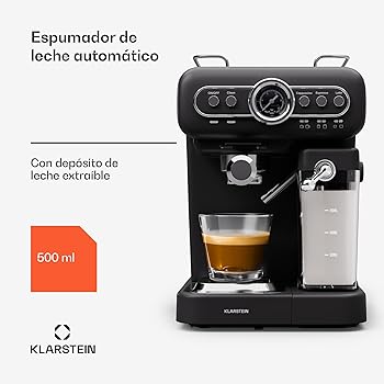 KLARSTEIN Cafetera Expresso Automatica con Espumador de Leche, Cafetera Espresso 1.2 l. Cafeteras, Pequeña de Acero Inoxidable 1350W para Capuccino, Cafetera Automatica, Maquina de Cafe4