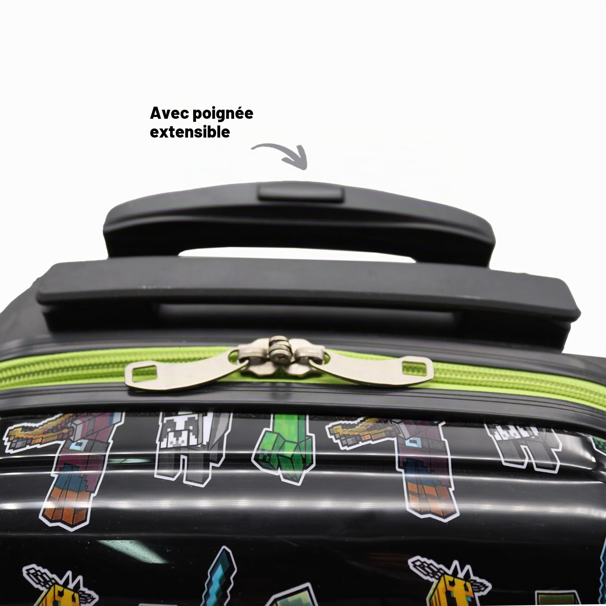 MINECRAFT Valise cabine - 4 roues pivotantes et multidirectionnelles - Roues doubles personnalisées - Valise rigide très résistante avec poignée extensible - 50 x 33 x 20 cm, multicolore, 50 x 33 x 20