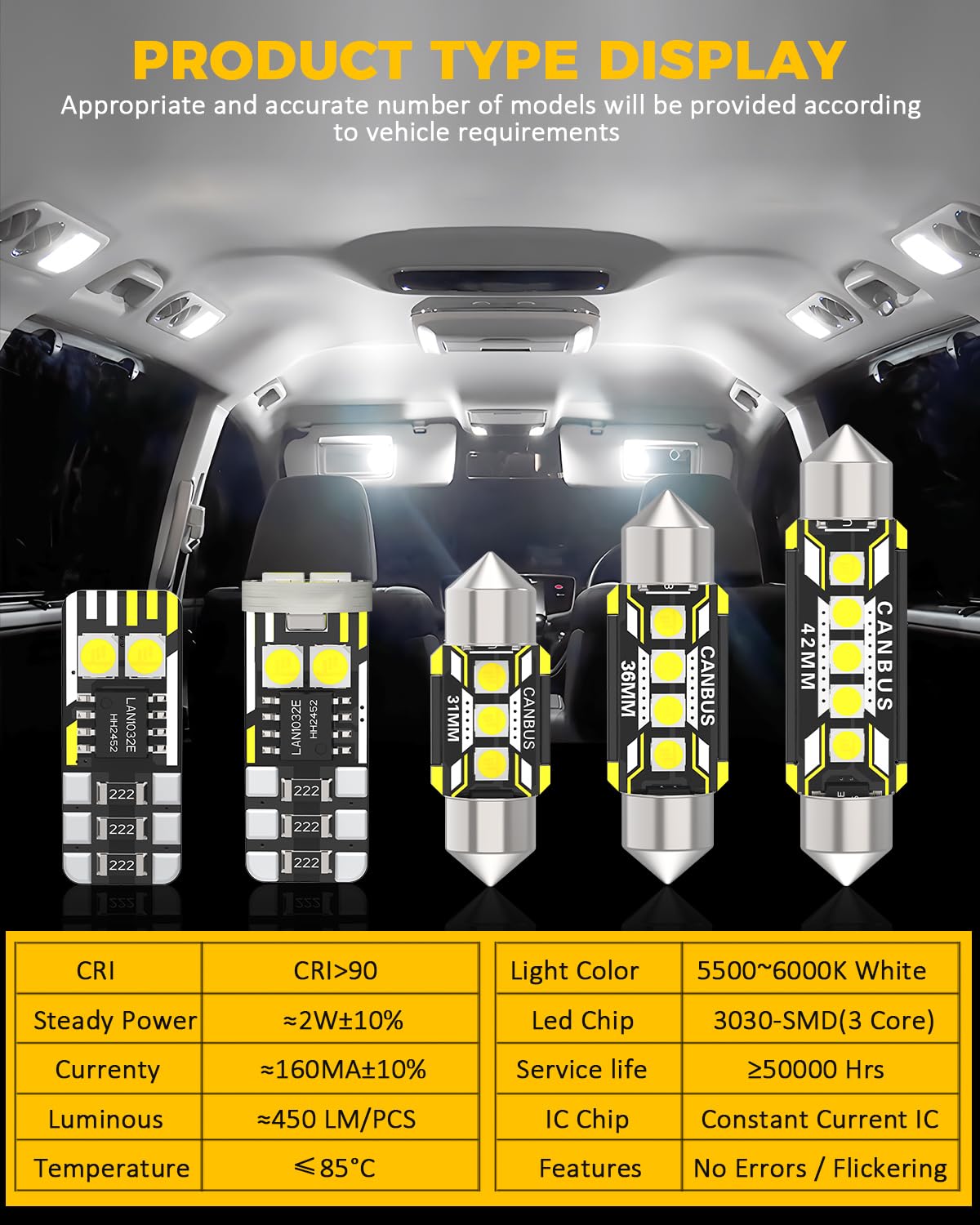 LED Interior Light Kit Replacement For CADILLAC CTS 2002