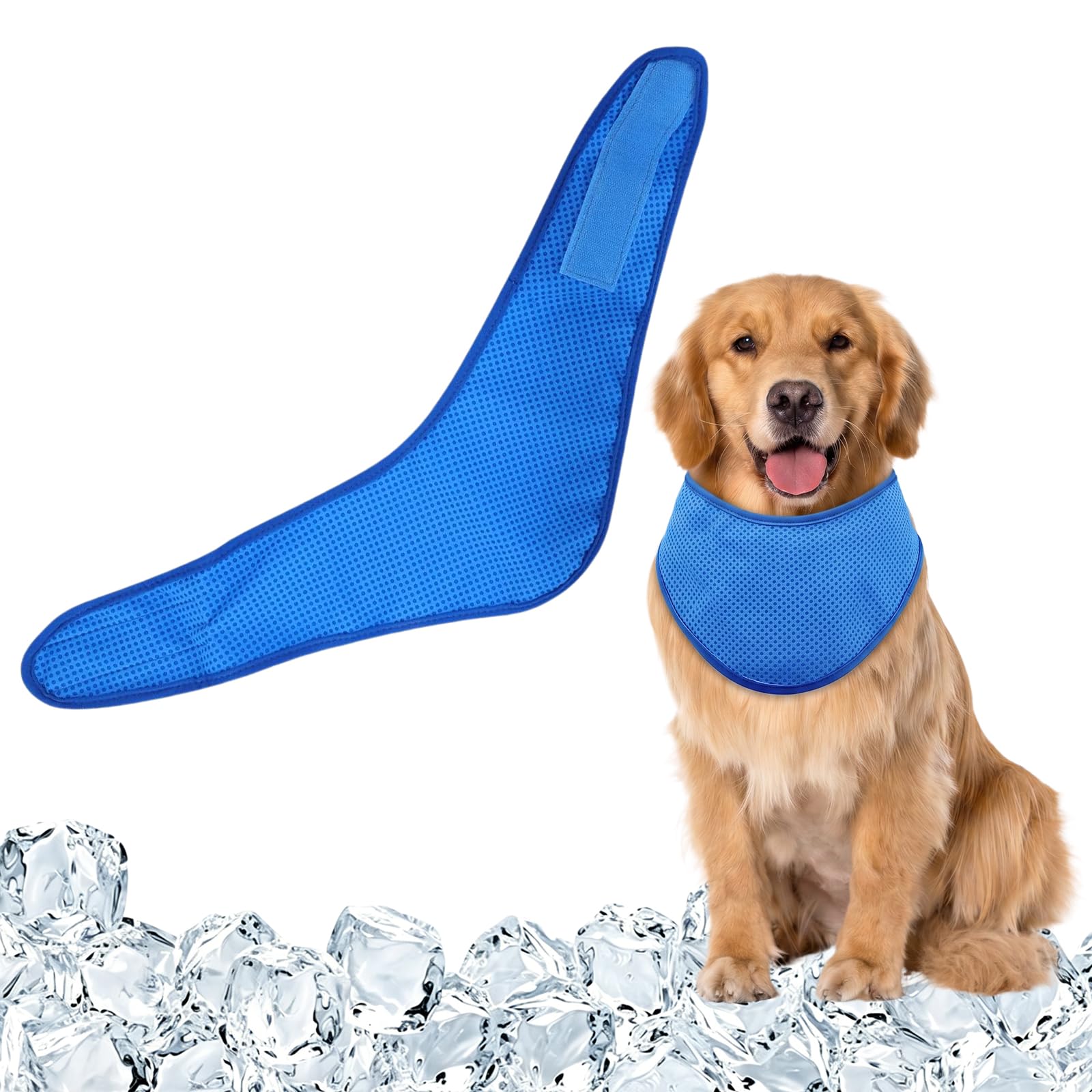 Dog Cooling Bandana, Coolings Collar for Dogs, Instant Coolings Bandana for Dogs,Reusable Pet Towel Scarf, Ice Prevent Sunstroke Summer Outdoor (Blue, S)