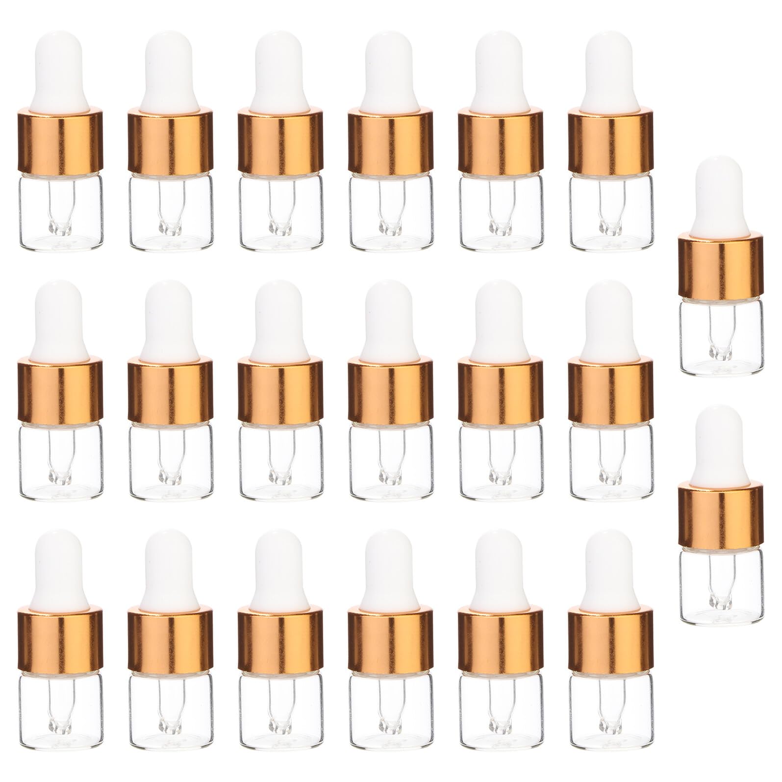 Bouteille Rechargeable Portable 1ml Flacons Compte-gouttes Lot de 100 en Verre Pipette Caoutchouc pour Huiles Essentielles pour Usage Maison et Voyage