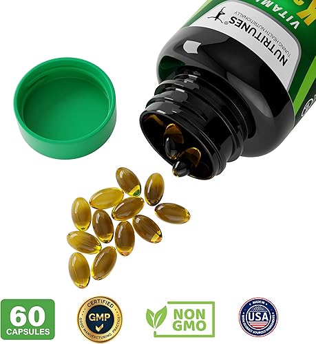 Miniatura 4 de Vitamina K2 + D3 (120 cápsulas blandas)  Suplemento de vitamina D3 K2  Apoya la salud cardiovascular y ósea  Sin OMG  Sin alérgenos  120 cápsulas