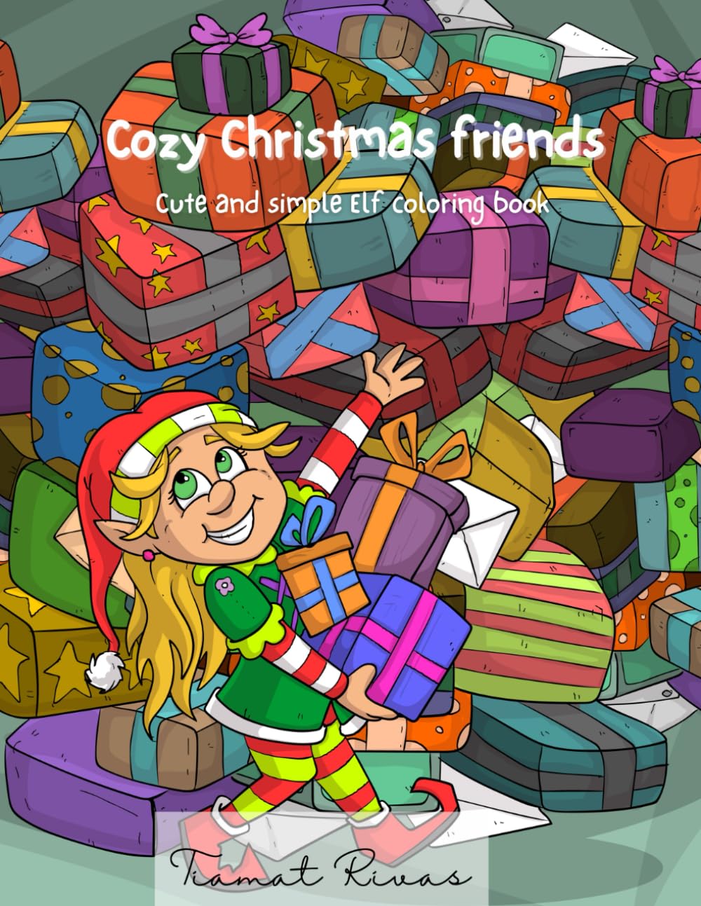 Cozy Christmas friends: Cute and simple Elf coloring book