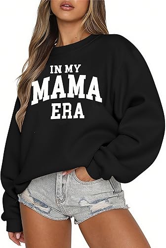 Sudadera de club de madres sobreestimuladas para mujer sudaderas con cuello redondo para mamá, camisetas de gran tamaño