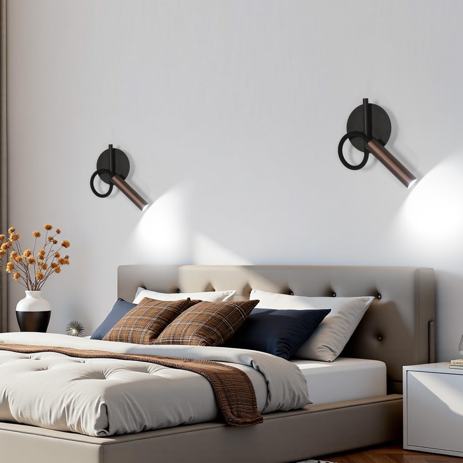 Comely Wewnętrzny Kinkiet LED, 2 Sztuki Lampa Nocna Ścienna 4W, Lampy Do Czytania Spot LED Do Sypialni Salonu Biura, Zimna Biała Biel 6500K