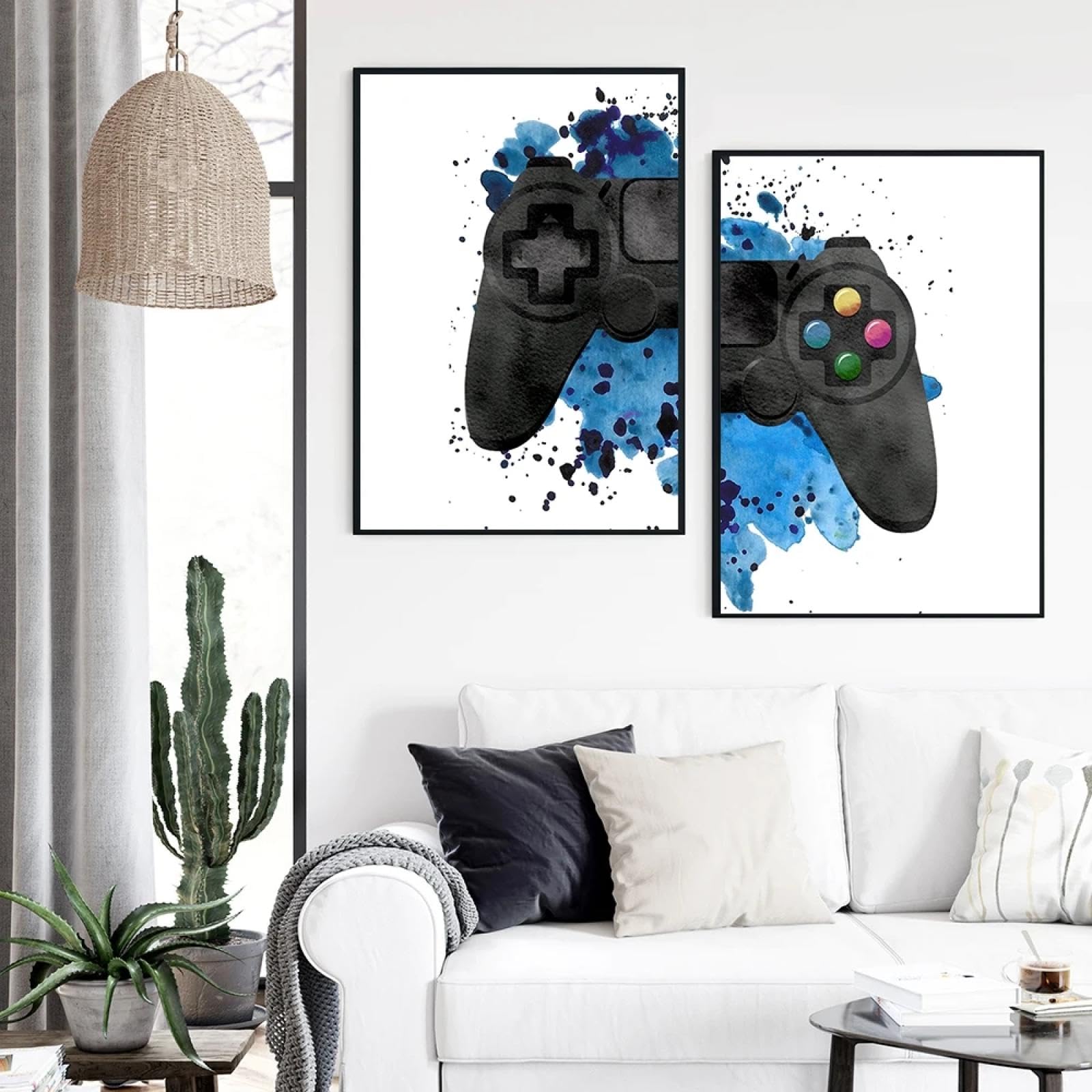 CHAOJIART Plakat do pokoju gracza dekoracja płótno obraz gra Playstation obrazy sztuka ścienna chłopcy sypialnia gra dekoracja dla dzieci 70 x 100 cm (71 x 99 cm) x 2 bez ramy