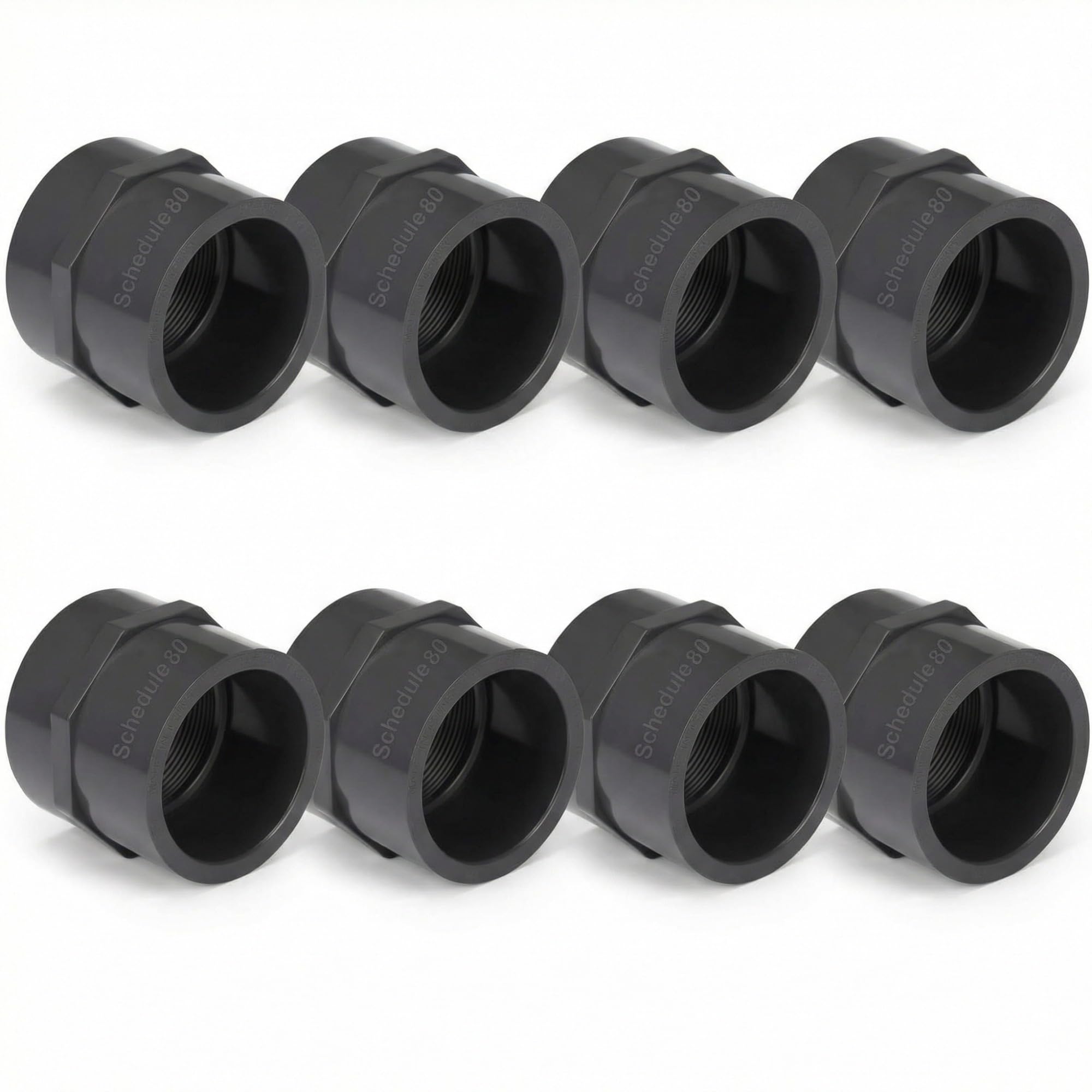8 Pcs 2 Inch PVC Pipe Fitting Female Adapter Schedule 80 Socket x Npt Compatible with 835 Series Heavy Duty Industrial Grade Corrosion Resistant Plumbing Irrigation Connector for Water