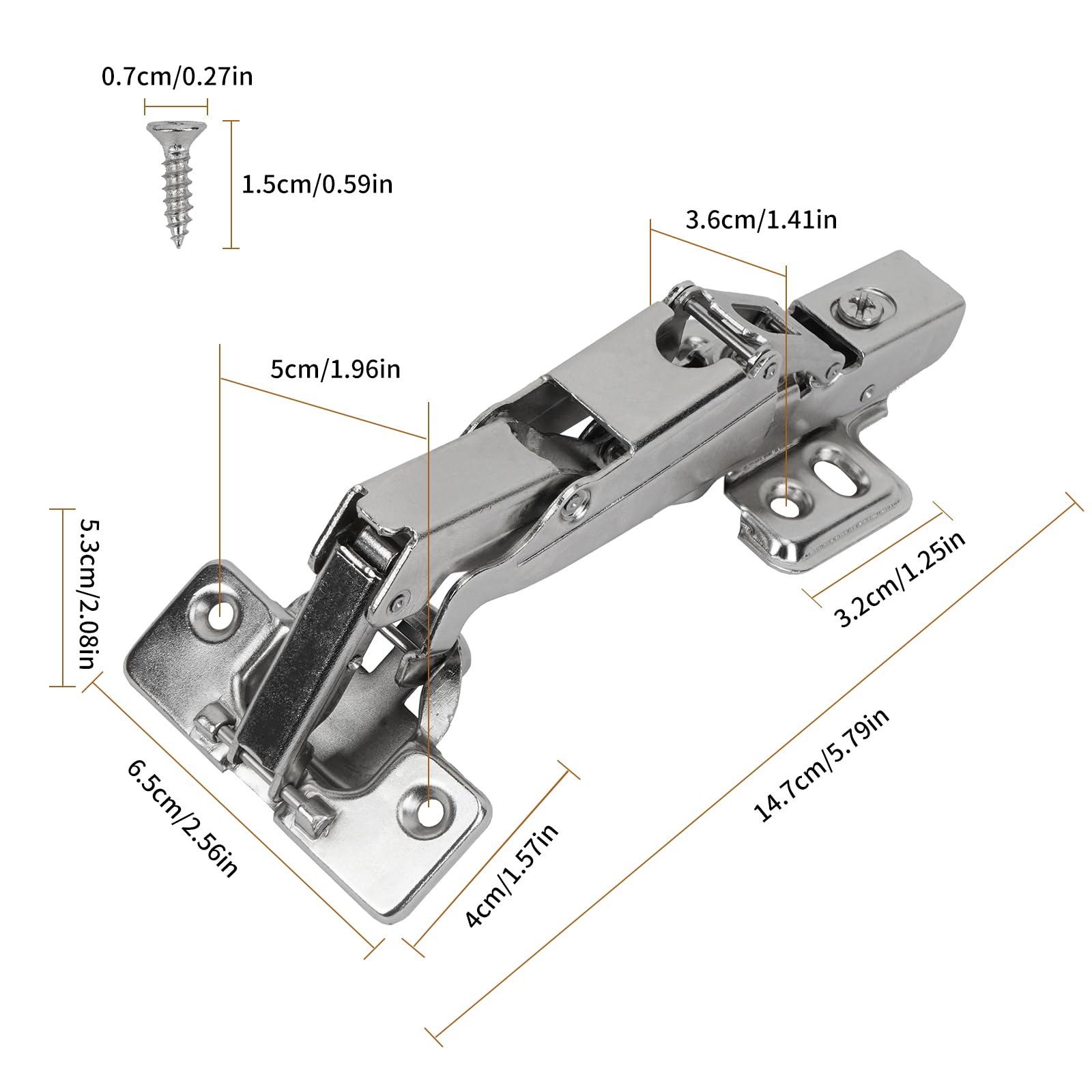 Luabue 4PCS 165 Degree Soft Close Kitchen Cabinet Hinges Full Overlay Wardrobe Door Hinges Cupboard Doors Hinge Folding Mute Cabinet Hinge with Fixing Screws - Image 2