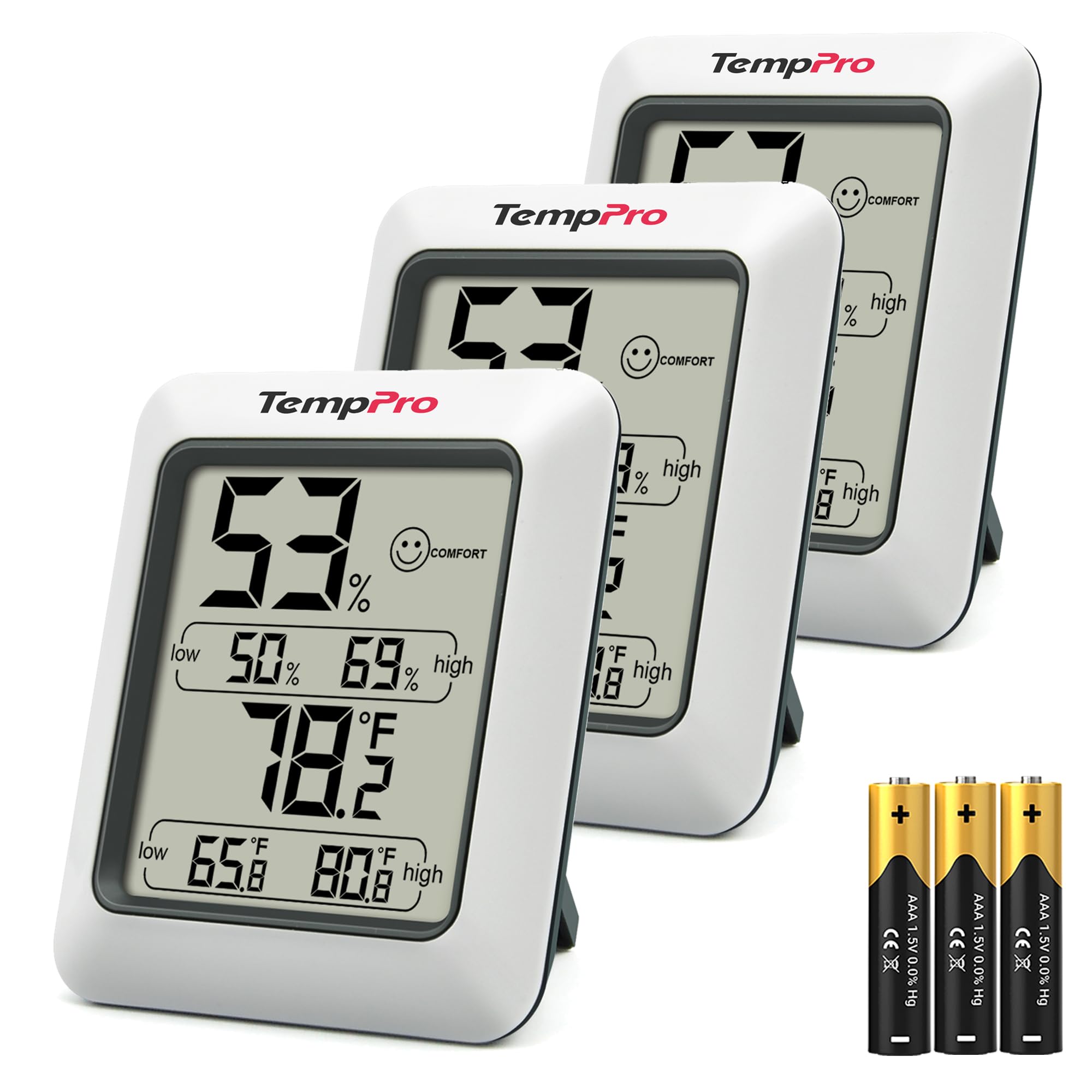 ThermoPro TP50 3 Pieces Digital Hygrometer Indoor Thermometer Room Thermometer and Humidity Gauge with Temperature Humidity Monitor