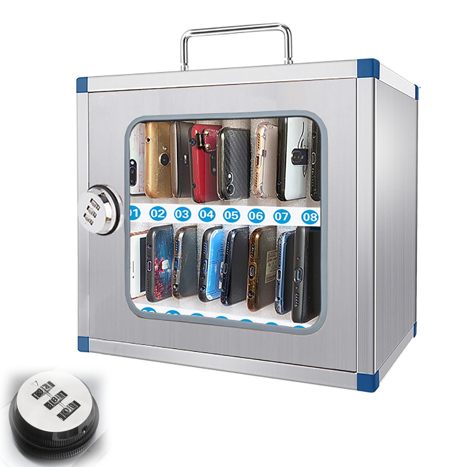 Armadietto per telefono in acciaio inox con serratura a combinazione, per scuola, ufficio, laboratorio, ideale per la sicurezza dei dispositivi personali e nization