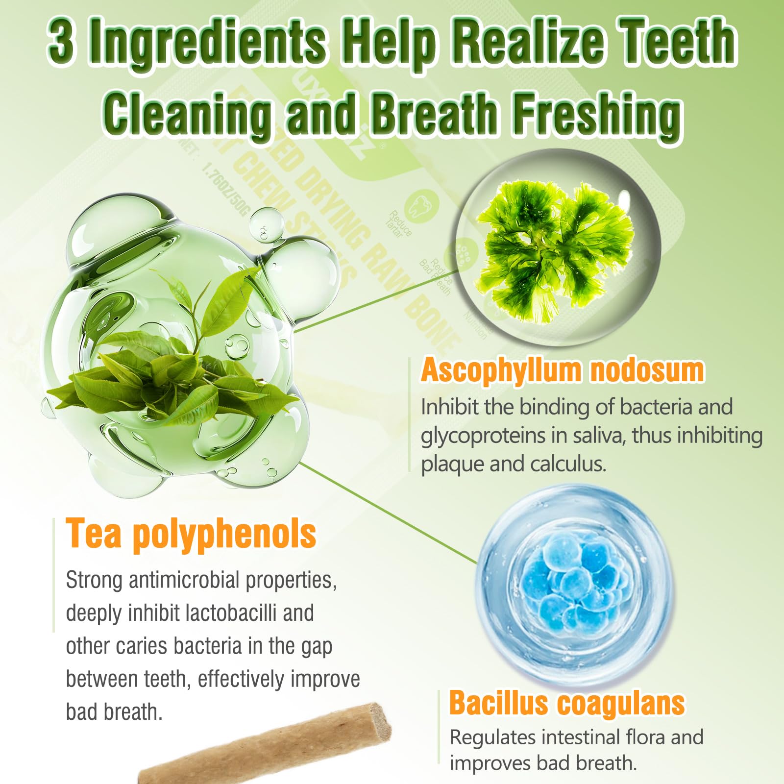 Freezed Dried Cat Chew Sticks, Cat Dental Treats for Freshens Breath and Controls Tartar, Feline Teething Sticks - image 3