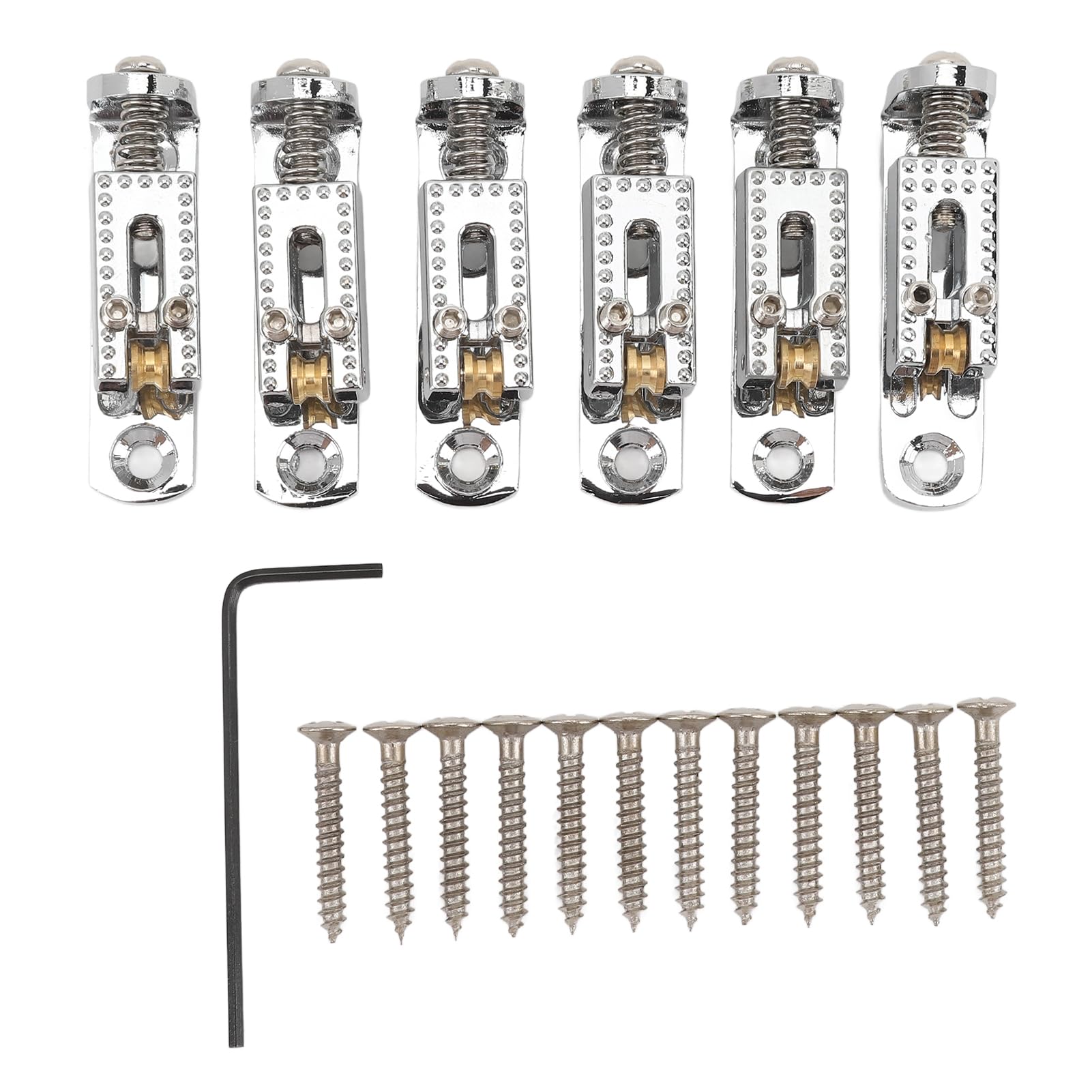 Guitar Bridge Saddle Metal Altezza Regolabile Electric Roller Roller Bridge 7 String per Banjo per la Scatola dei Sigari (Argento)