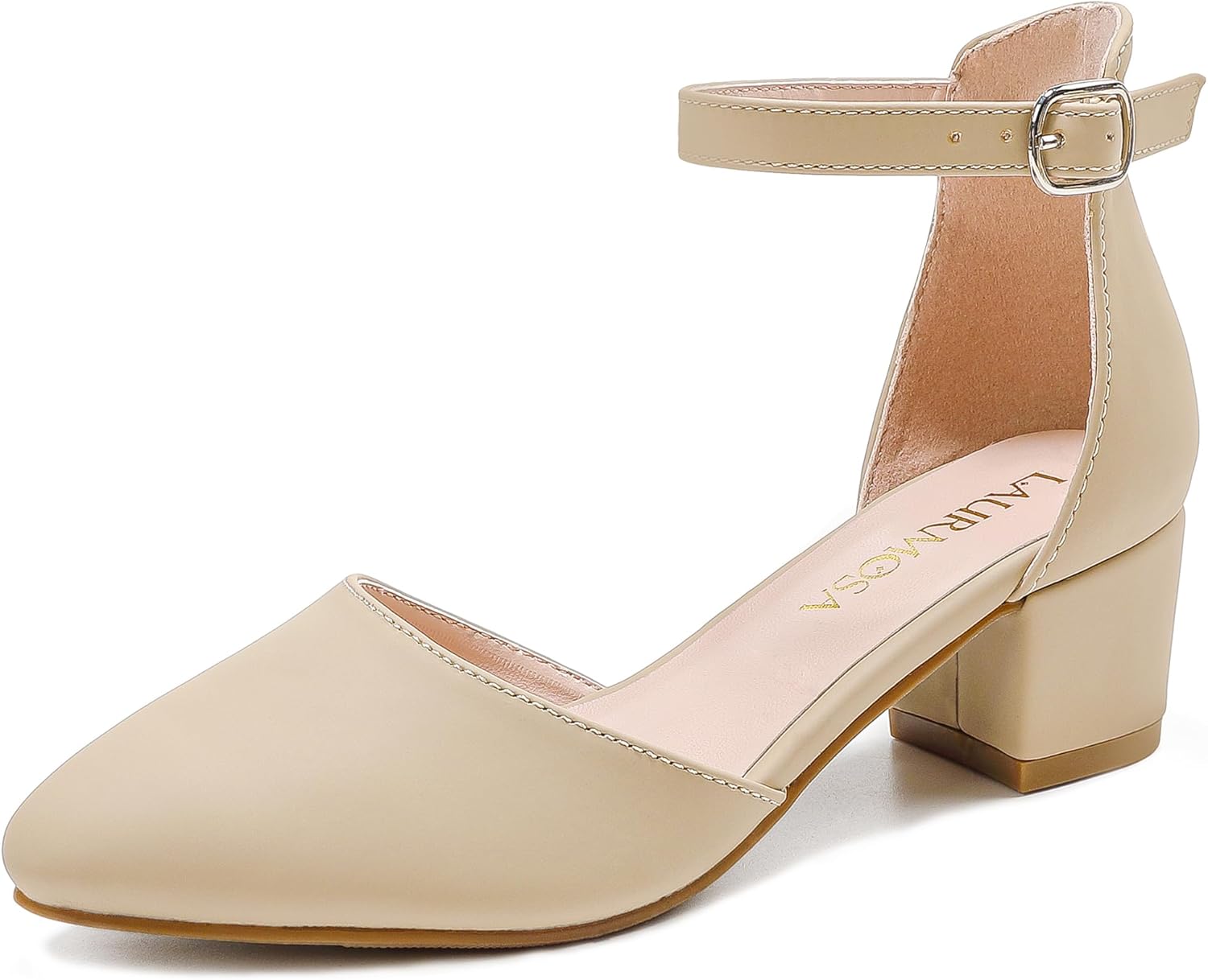 Girls Sandals Closed Toe High Heels Formal Dress Shoes Ankle Strap Pointed Toe Heeled for Little Big Kids in Wedding Party Comfortable Thick Heels Block Chunky Pump Shoes