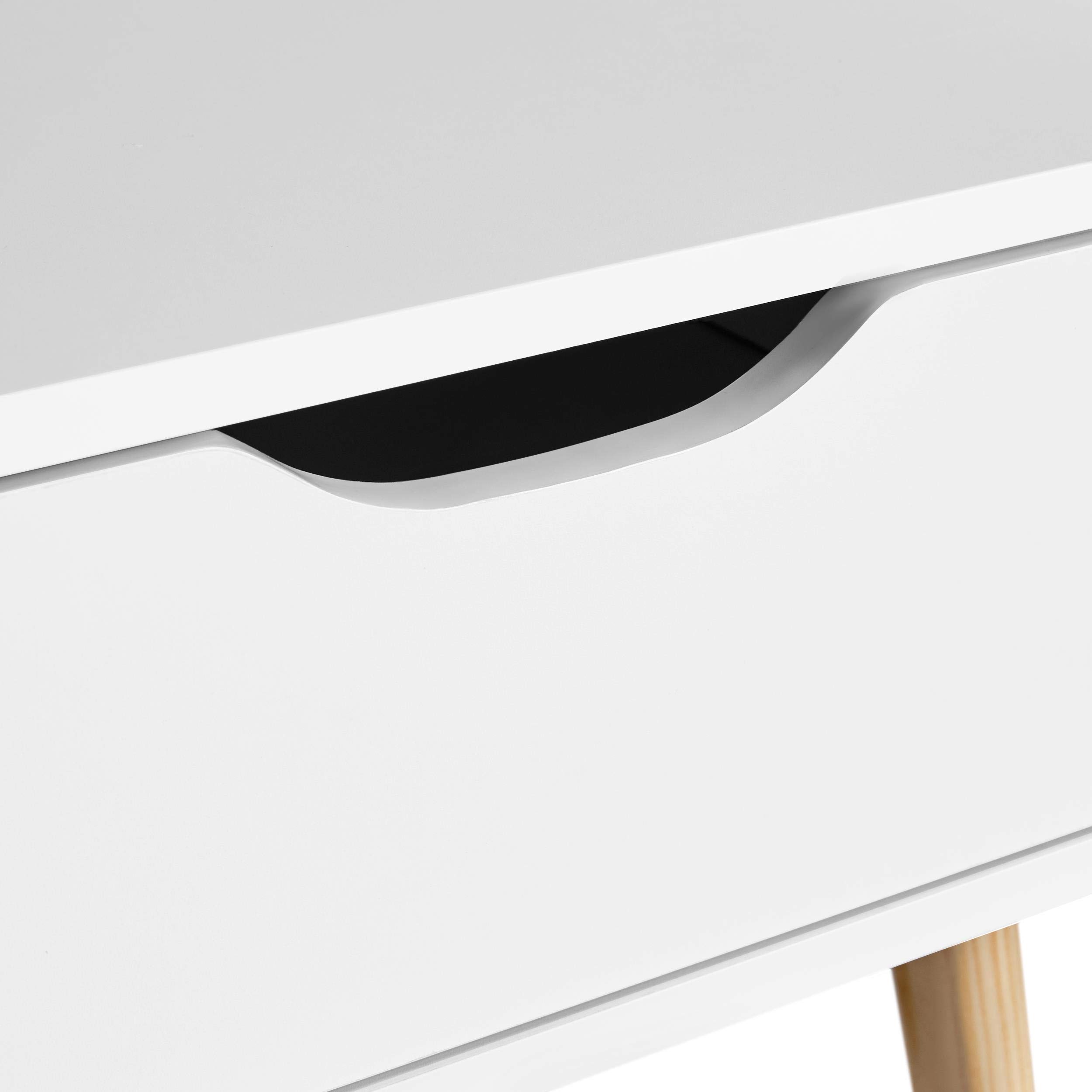 Yaheetech 2 Piezas Mesillas de Noche Dormitorio Nordica Mesitas de Noche | con Pata Madera Maciza Mesa Auxiliar con Cajón 48,5x41x57,5cm para Dormitorio Sala de Estar Salón Blanca