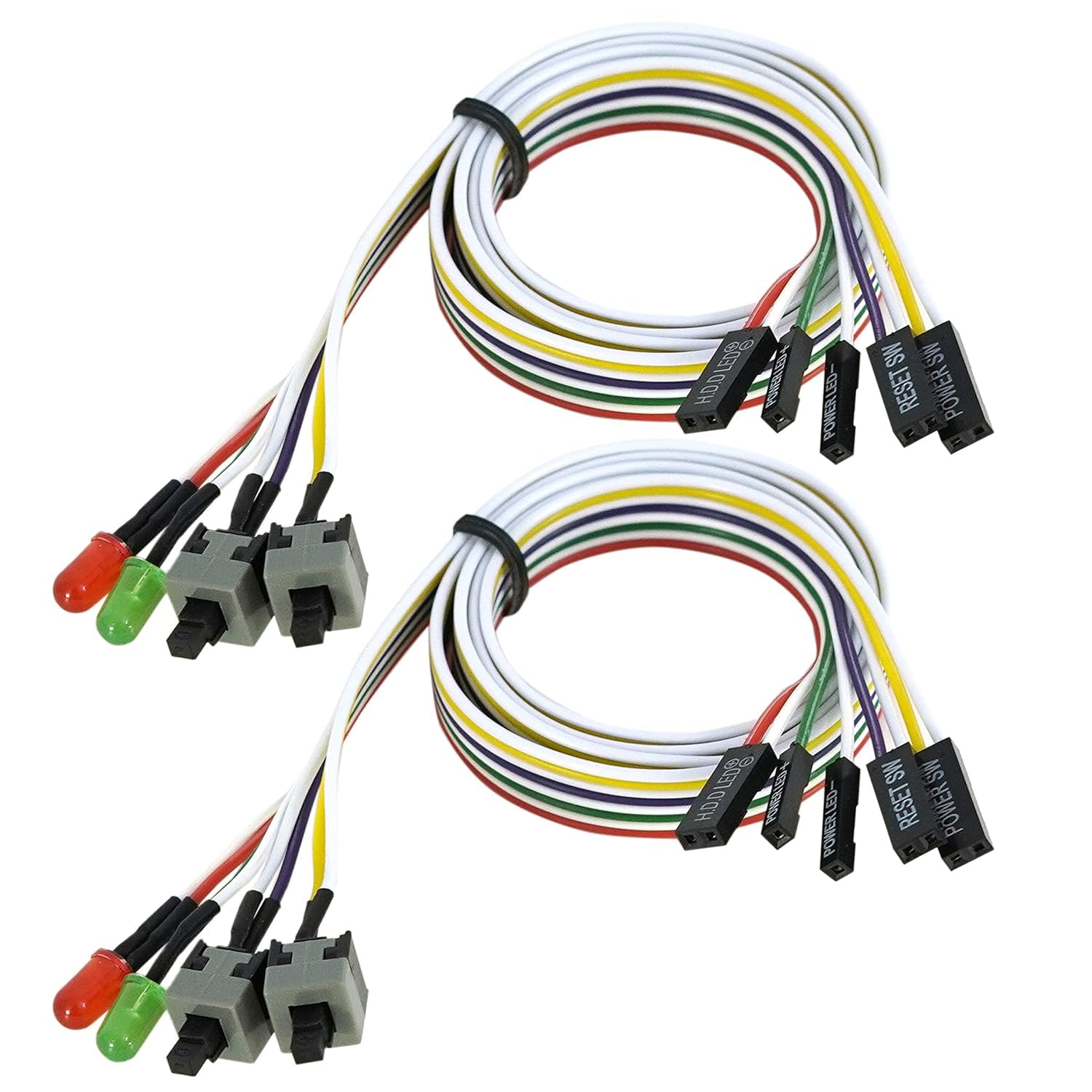 PC Front Panel Switch Cable Kit with Power Switch, Reset Switch, HDD LED & Power LED Indicators – Motherboard ATX Case Connector Wires (2 Pack)-picture-20