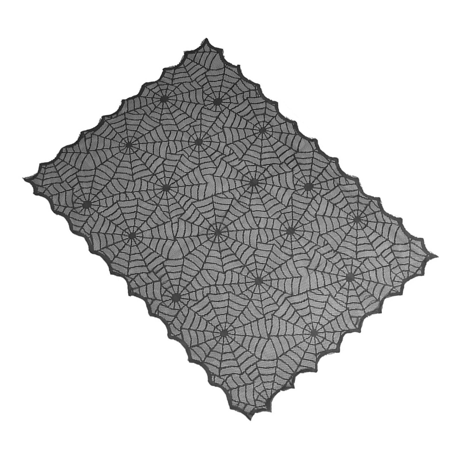 Elnwnnkc Halloween Tablecloth, 32x41inch, Washable Waterproofs Festival Black Lace Spiderweb Bat for Haunteds Theme Parties Black Lace Table Cover