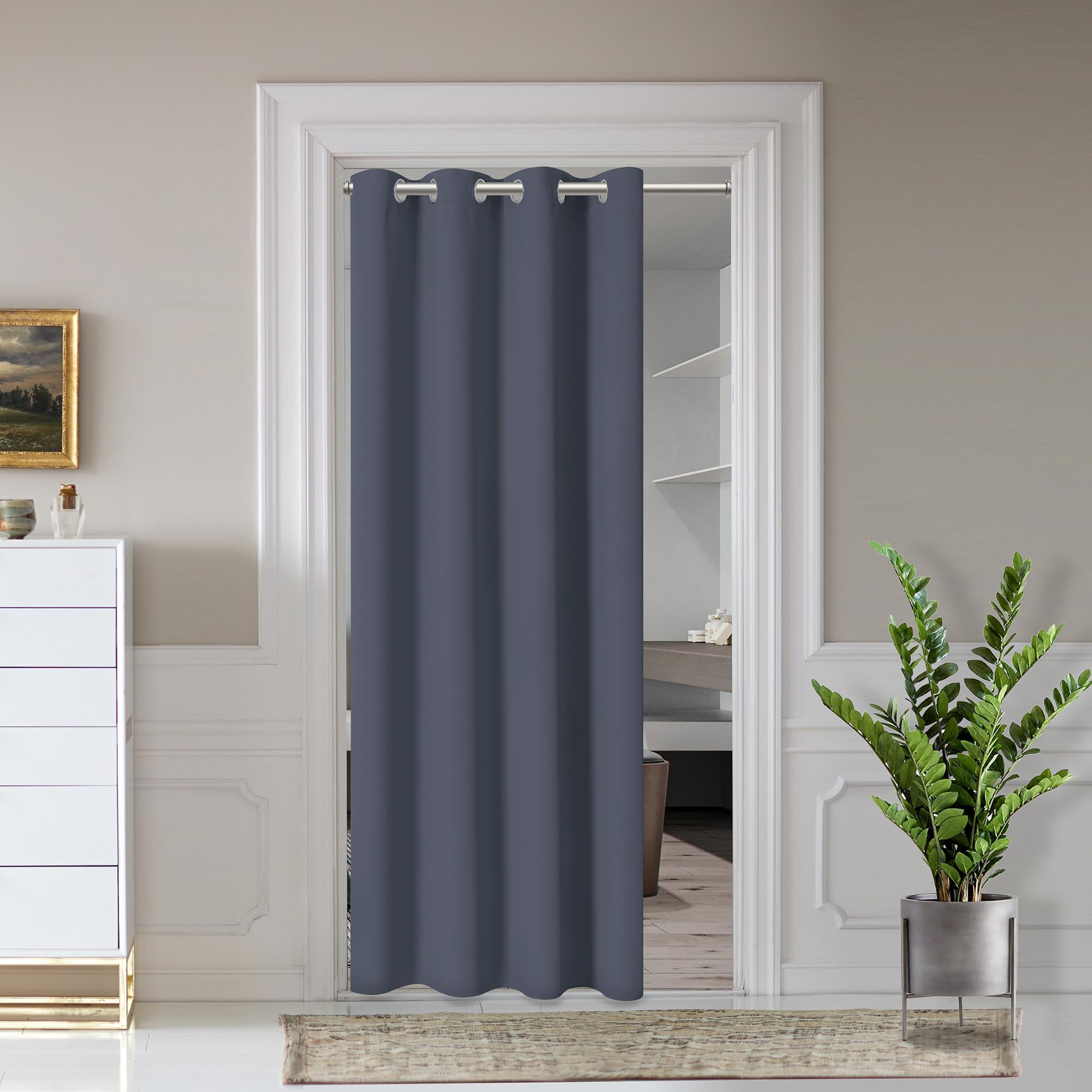 Aosky Door Curtains for Doorway Privacy, Navy Grommet Closet Curtains for Bedroom, Door Window Curtain, Light Blocking Thermal Insulation Drapes for Living Room Set of 1 Panels