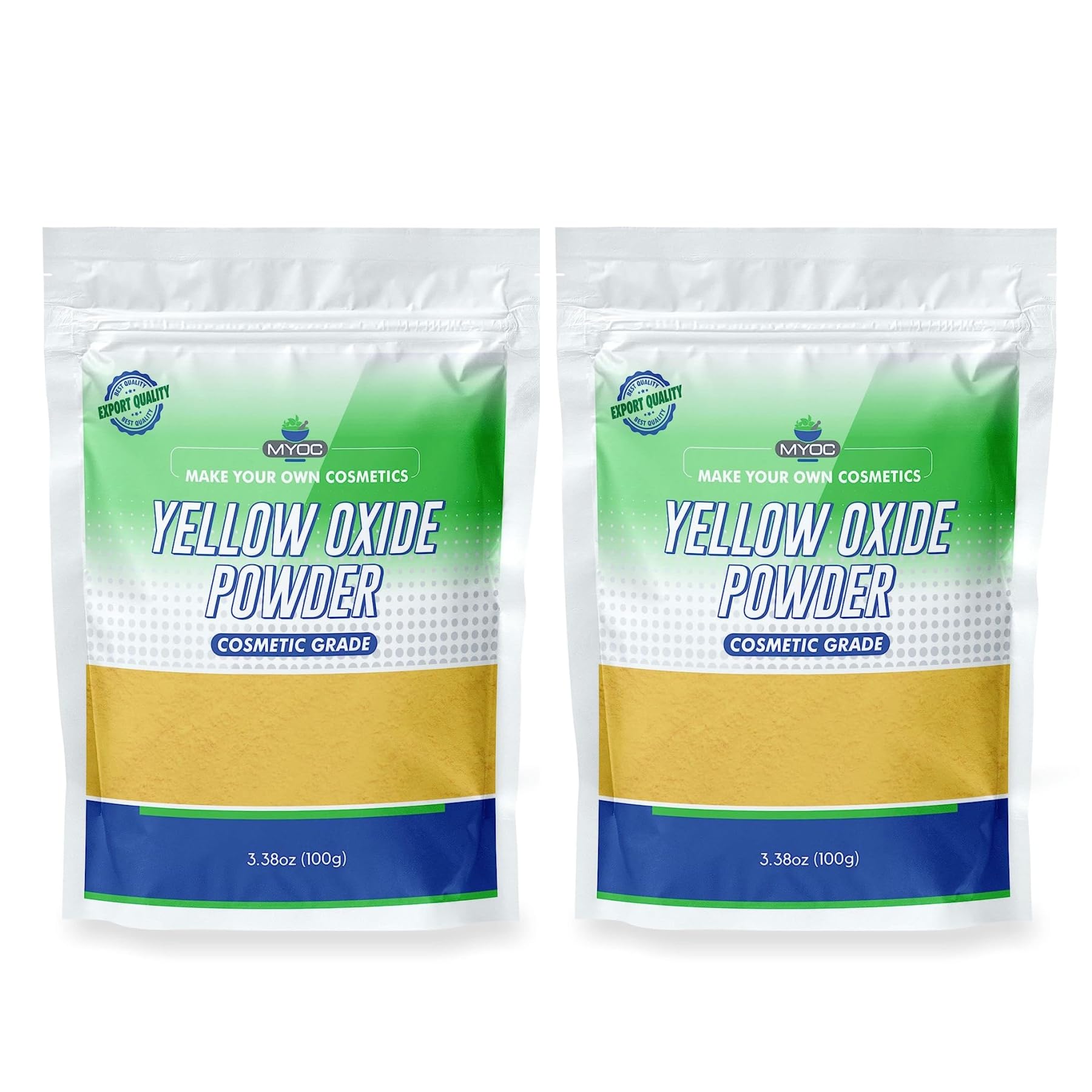 Myoc Yellow Oxide Powder–100 Gm (3.5Oz), Cosmetic Grade, Yellow Iron Oxide Powder for Makeup, Yellow Oxide Powder for Paint, Yellow Oxide Mineral Powder, Yellow Oxide Powder (Pack of 2)