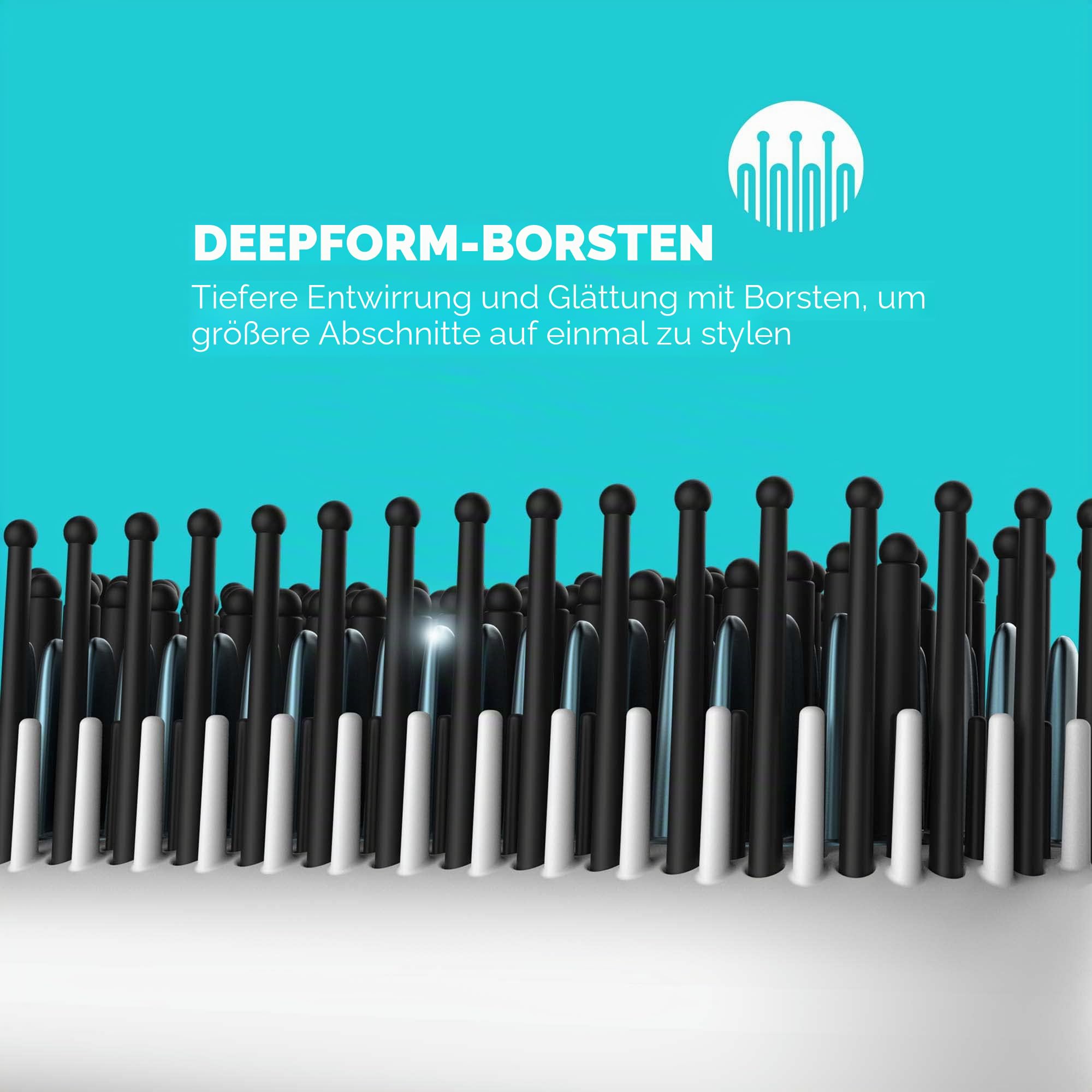 REVAMP Progloss Deep Form Keramik-Glättungsbürste - Haarbürste Glättbürste & Glätteisen/Haarglätter in einem, für nasses oder trockenes Haar geeignet, Keramikbeschichtet - Amazon Exklusiv