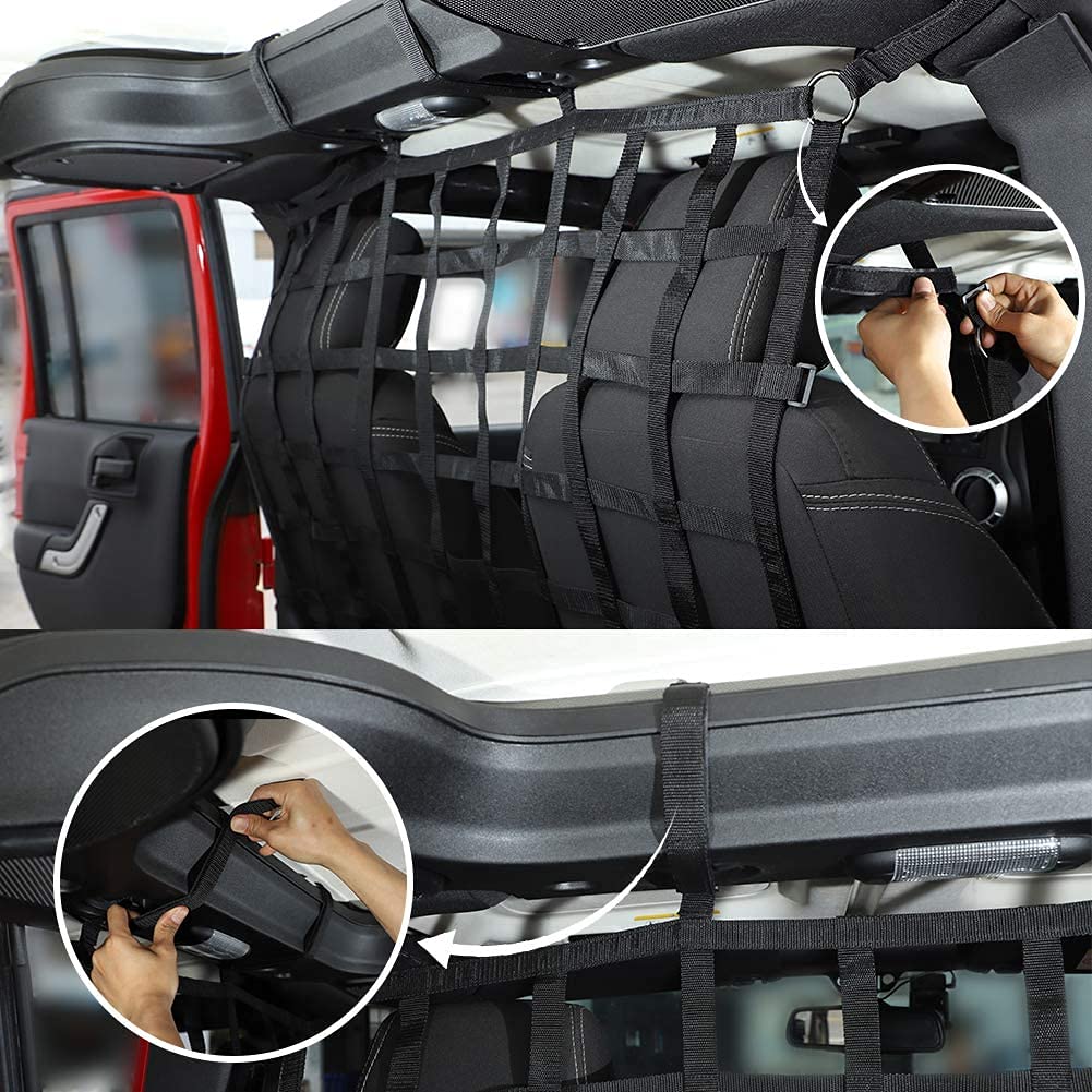 Tylna przegroda siedzenia, siatka bagażowa, bariera samochodowa dla psa do Jeep Wrangler JK JL Gladiator JT 2007-2026 2/4-drzwiowy,Black